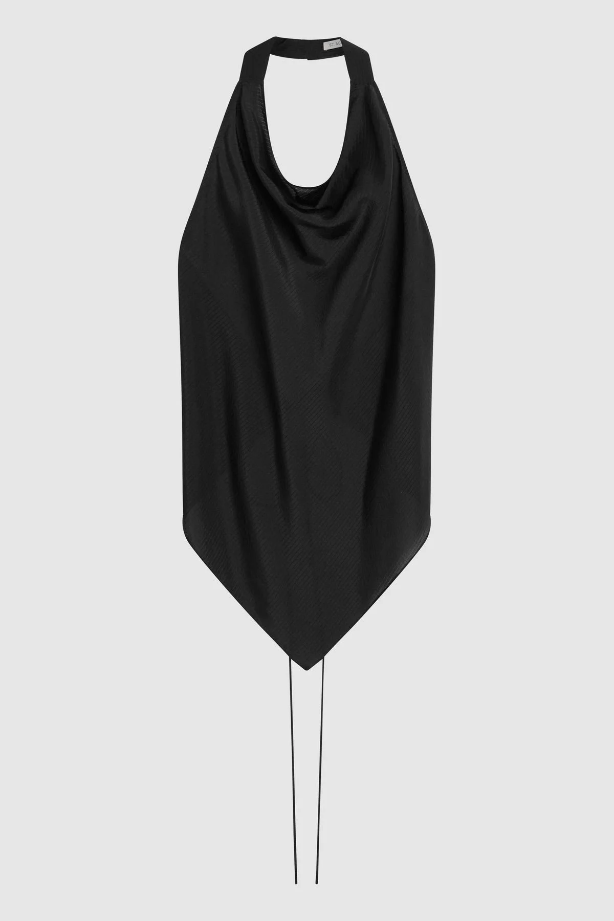 Silk Grid Halter Top - Black - 1