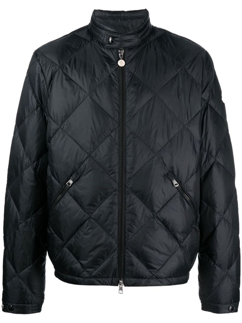 logo patch quilted jacket - 1