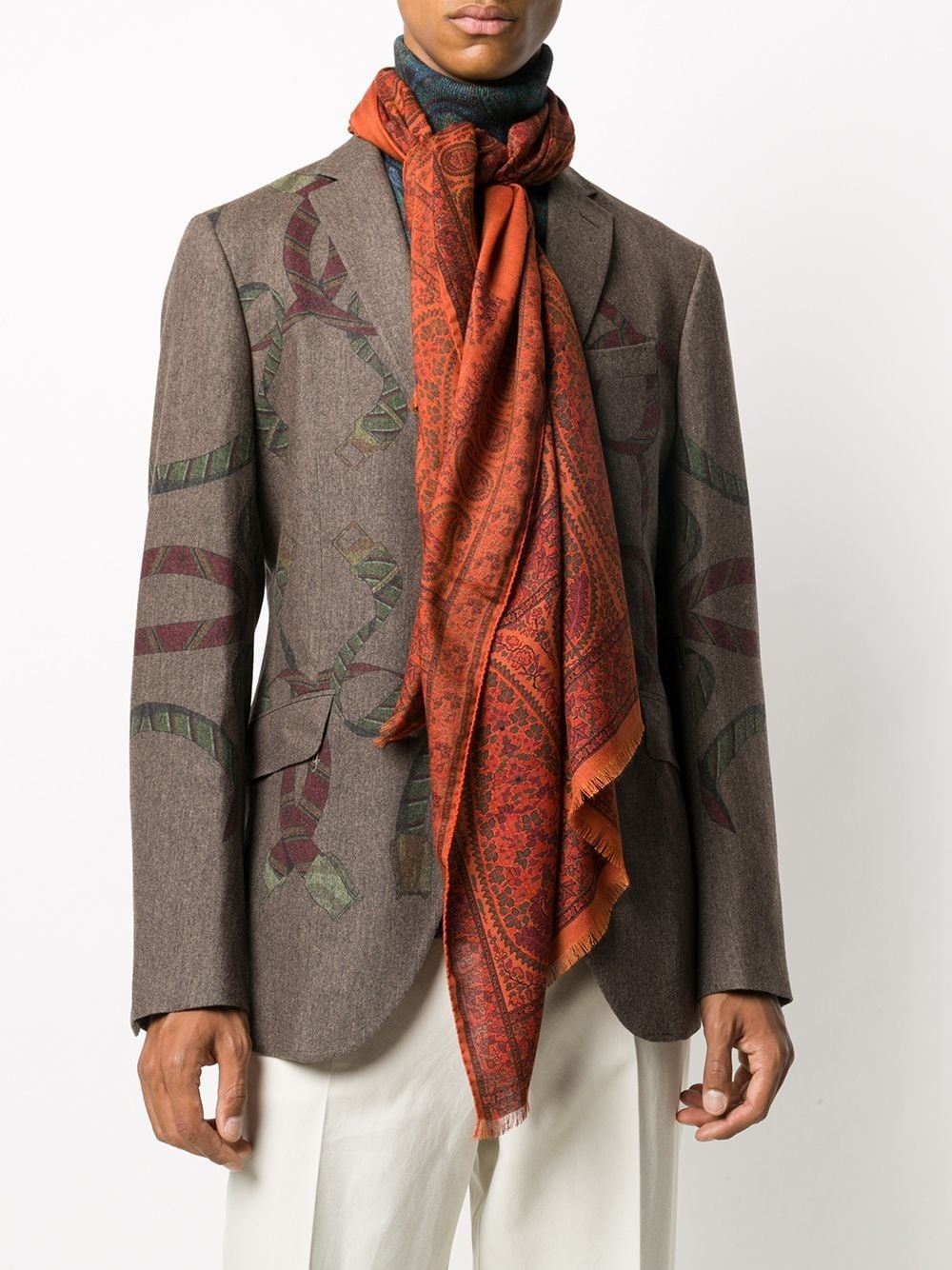 paisley-patterned fringed scarf - 2