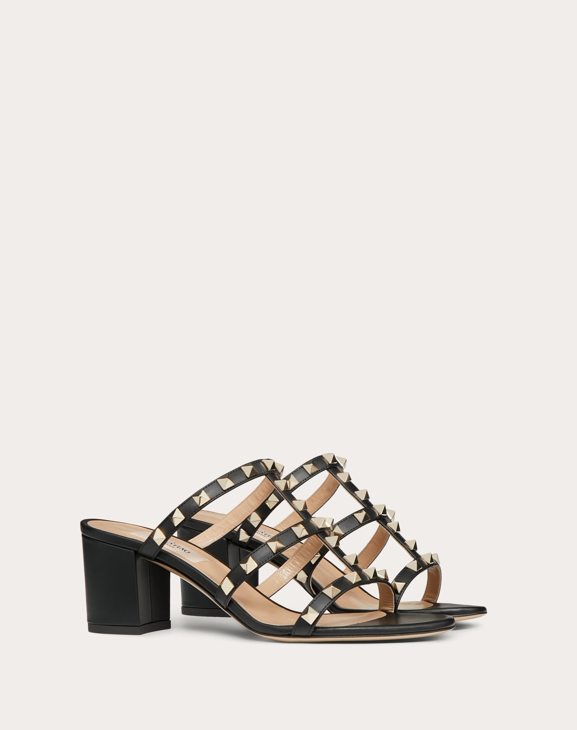 ROCKSTUD CALFSKIN LEATHER SLIDE SANDAL 60 MM - 2