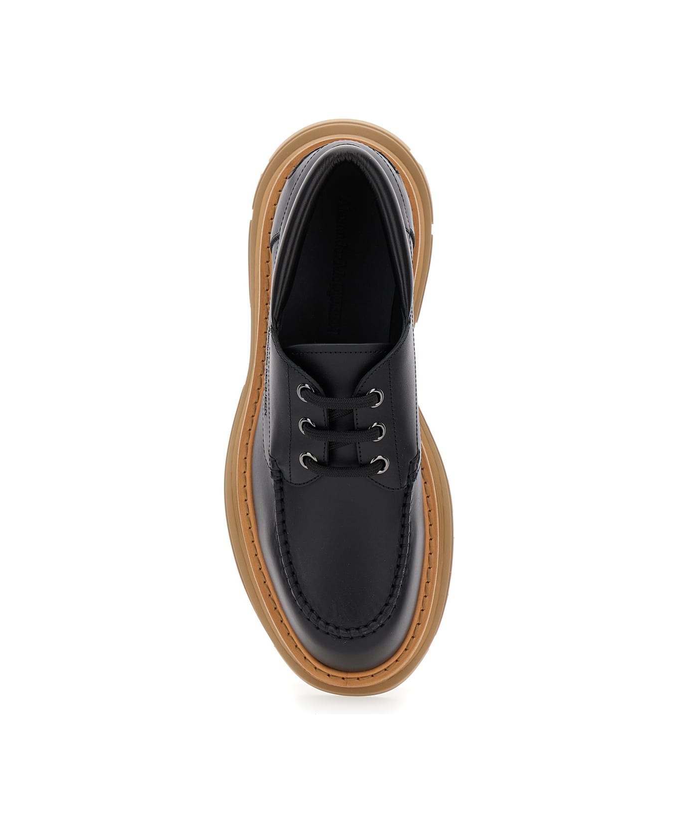 Black Derby Shoes With Engraved Logo And Platform In Leather Man - 4