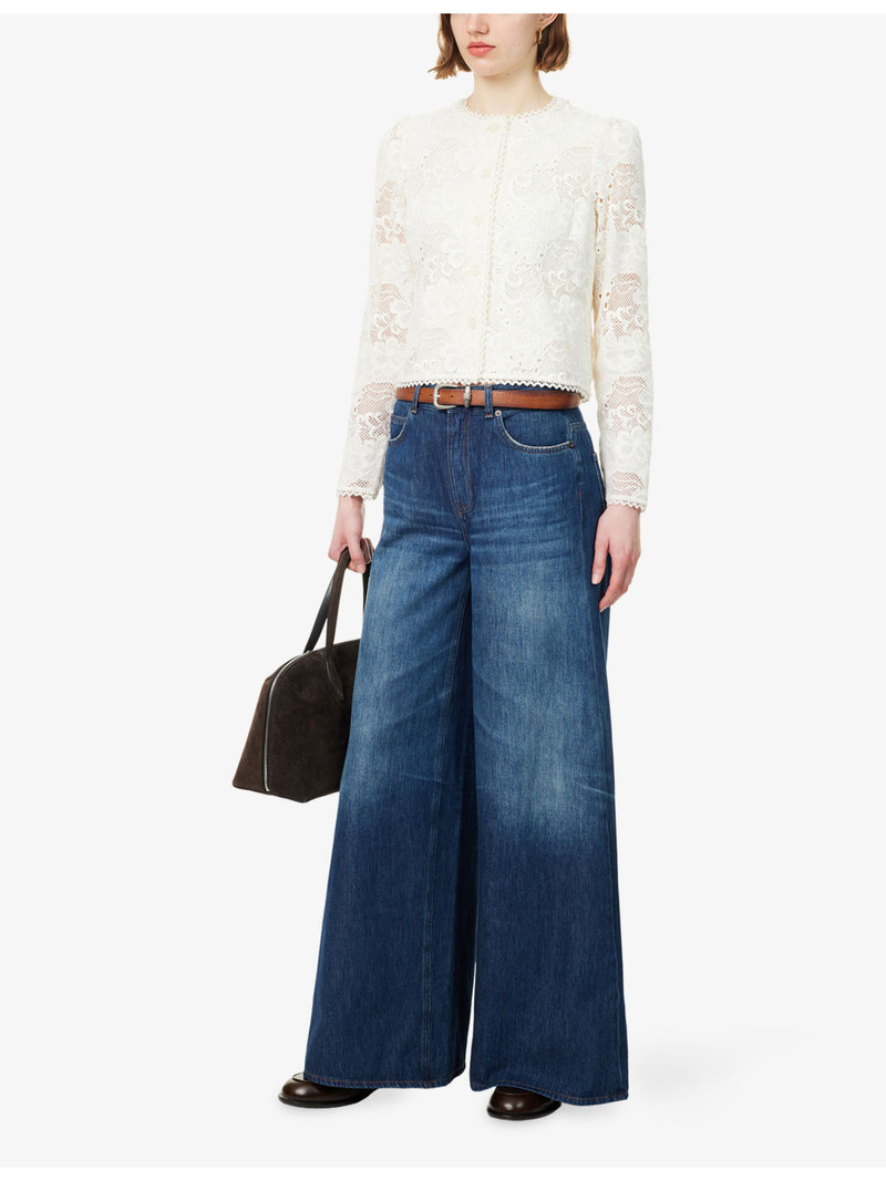 ME+EM Boxy-Fit Round-Neck Cotton-Lace Jacket outlook