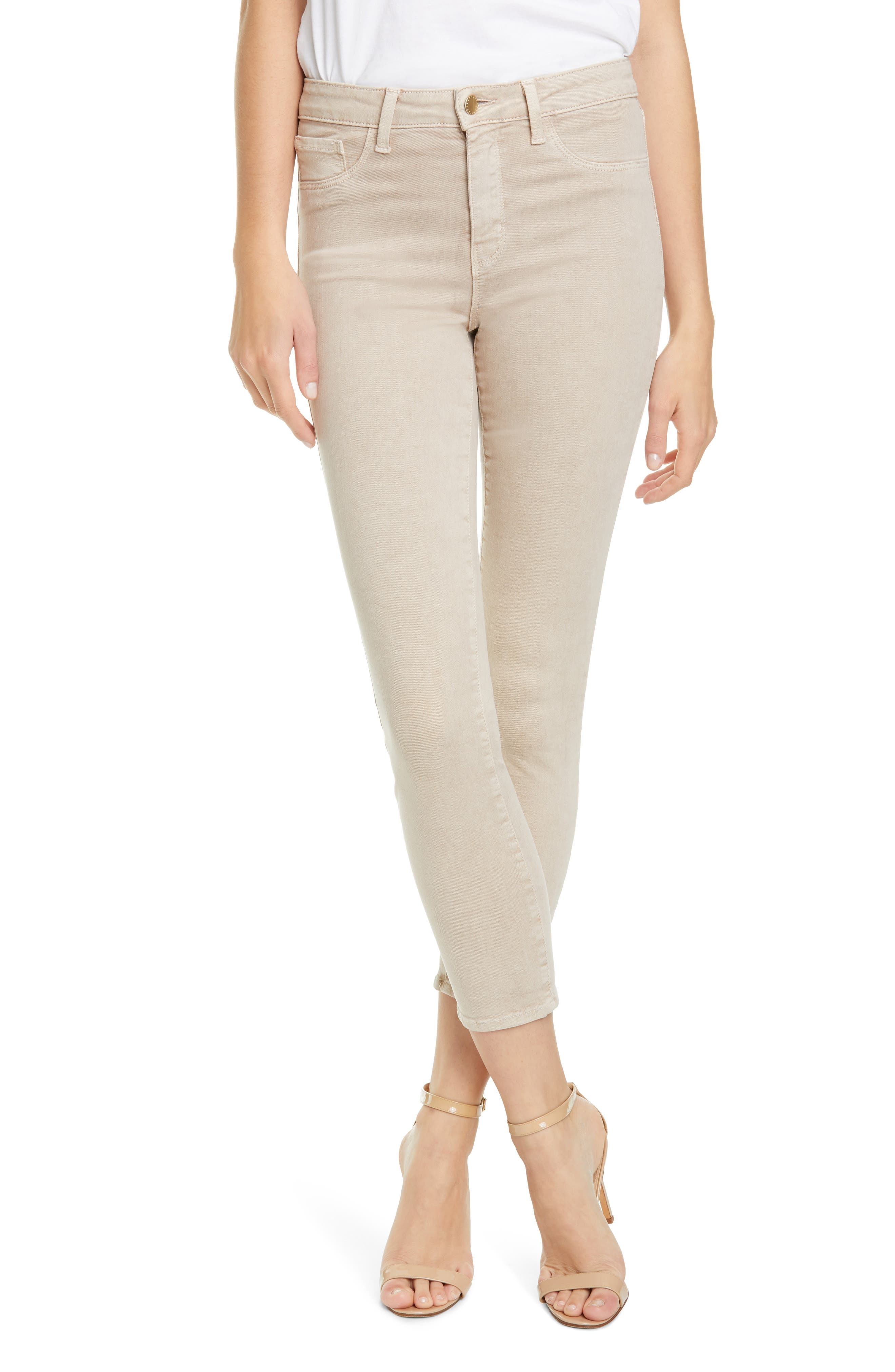 L'AGENCE High Waist Skinny Ankle Jeans in Biscuit at Nordstrom - 1