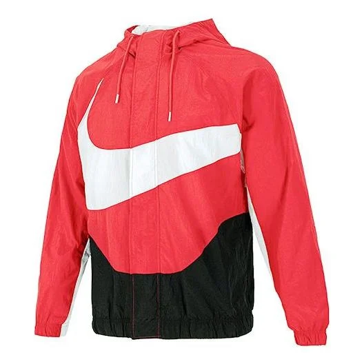 Nike Sportswear Swoosh Contrasting Colors Large Logo hooded Woven Jacket Red DD5968-657 - 1