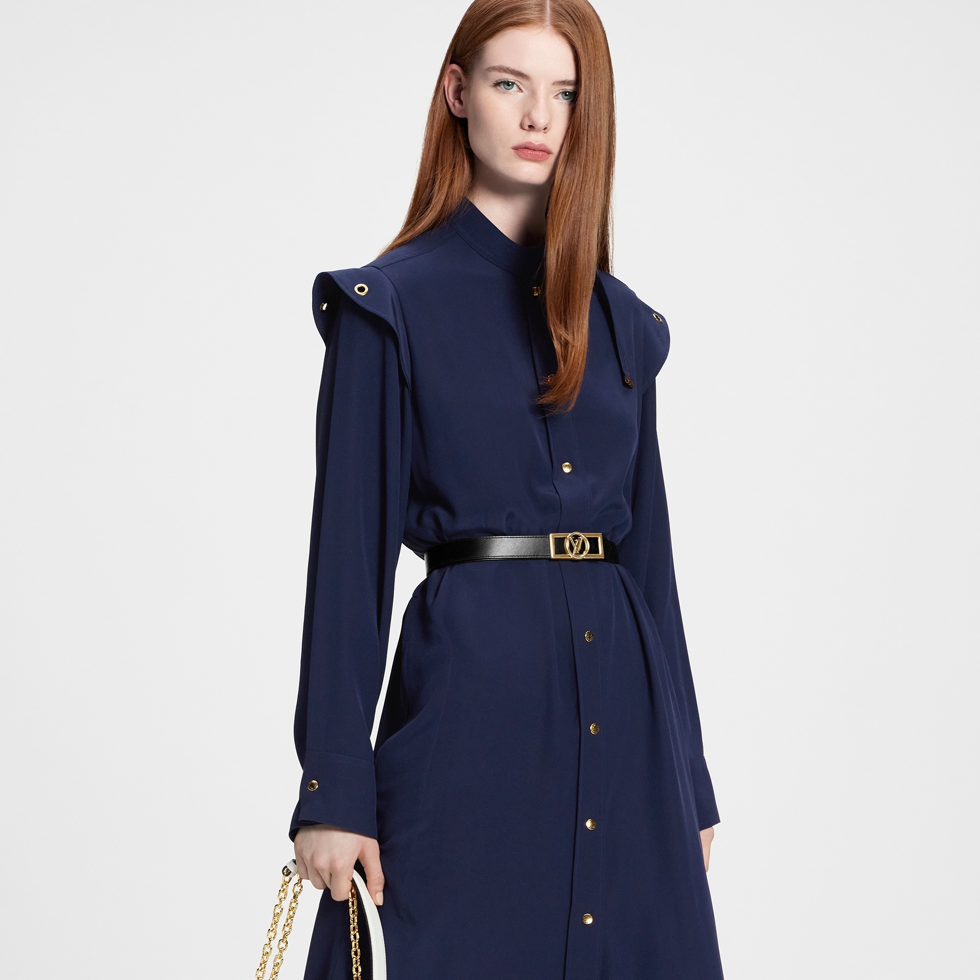 Long-Sleeved Epaulette Shirt Dress - 5