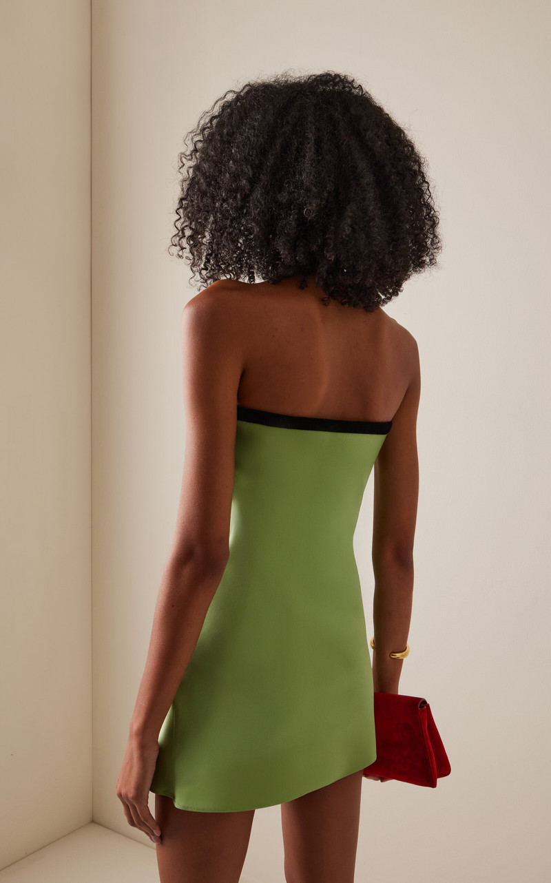 Velvet-Trimmed Silk Crepe Bias Mini Dress green 4