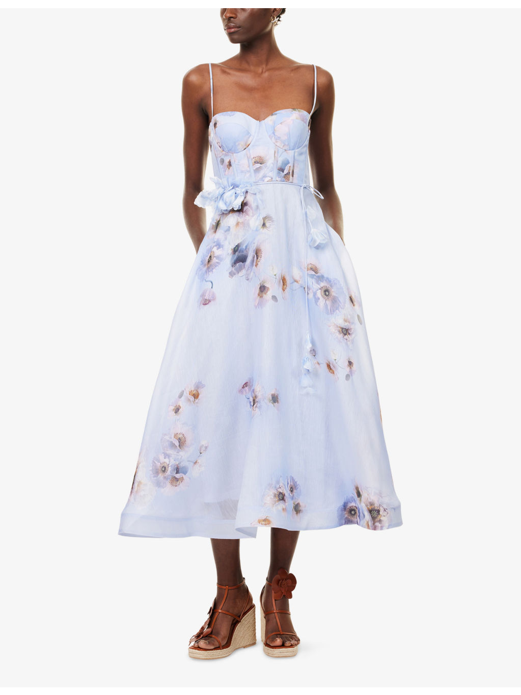Hypnotic Bodice Linen And Silk Midi Dress - 2