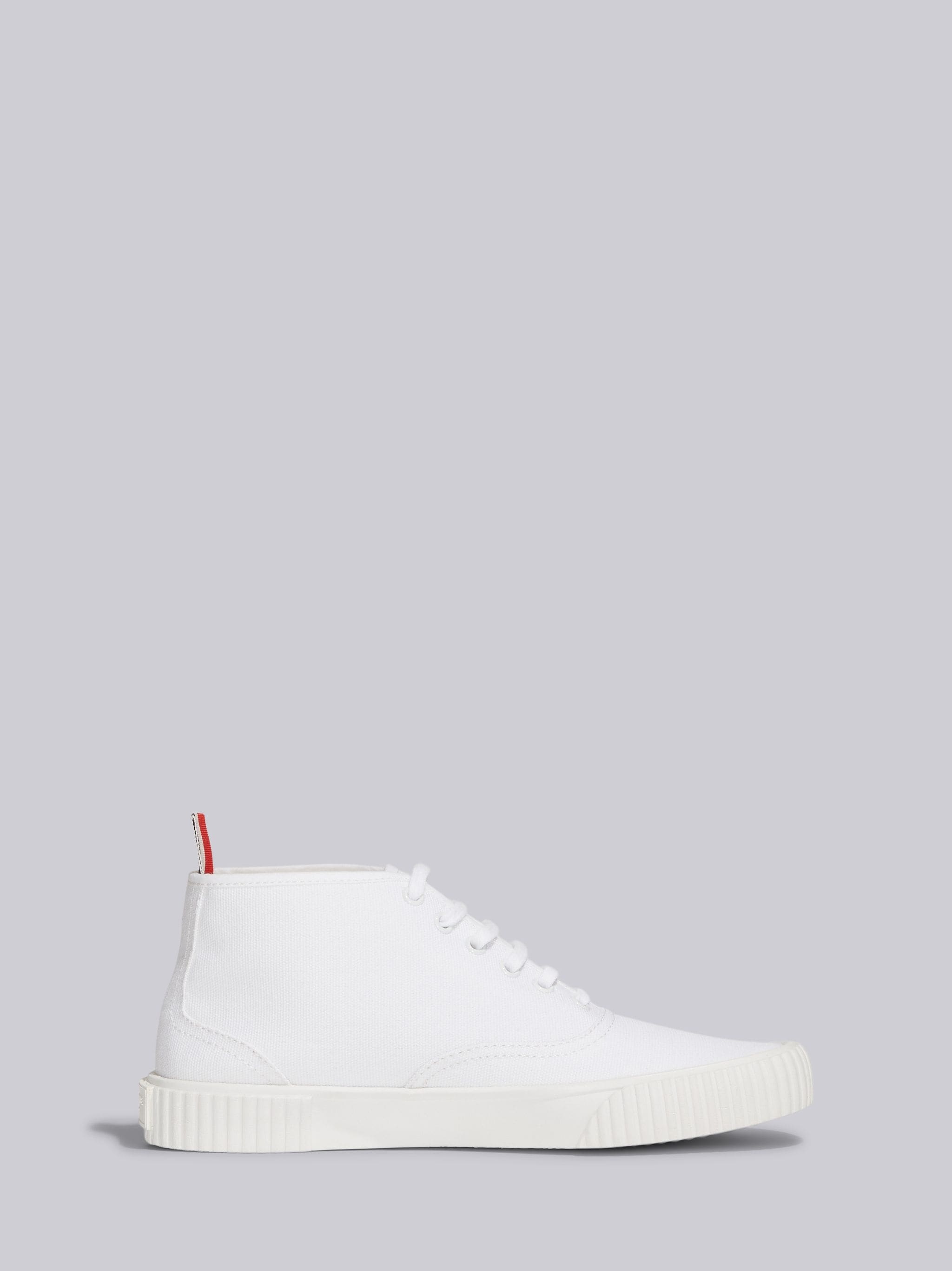 White Canvas Mid Top Heritage Trainer - 1