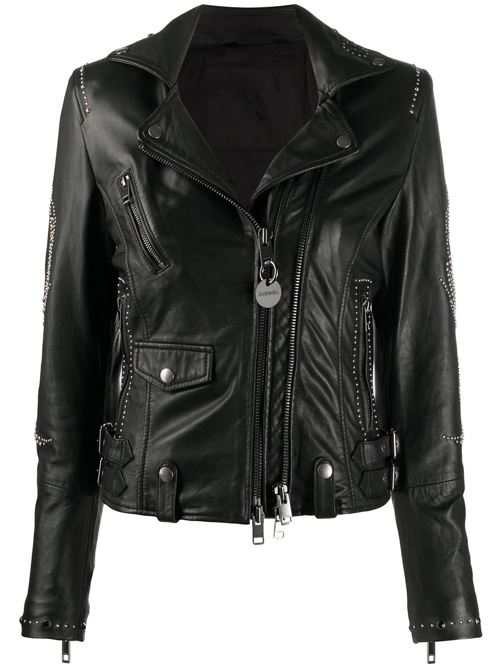 off-centre zipped biker jacket - 1