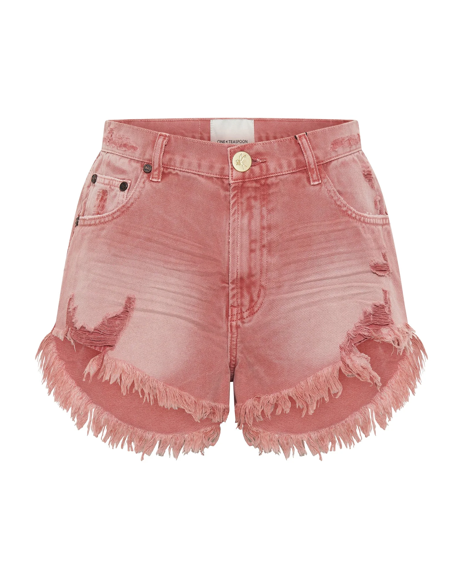 Outlaws Low Waist Mid Length Denim Shorts - Vintage Red - 1