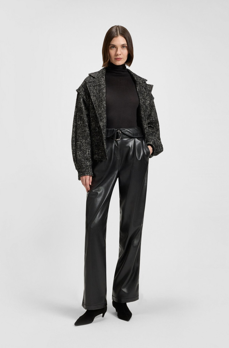 BOSS STRAIGHT-LEG TROUSERS IN FAUX LEATHER outlook