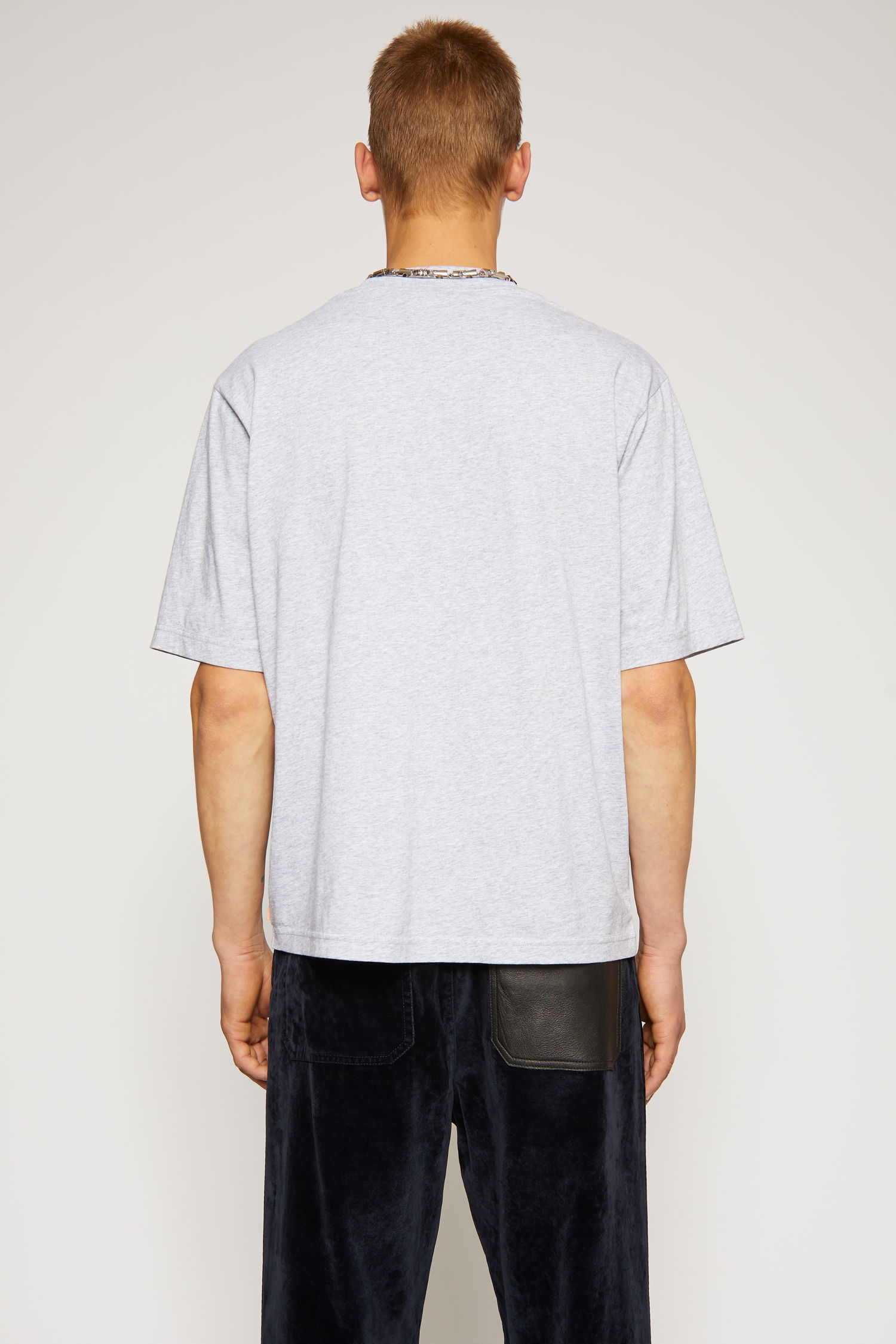 Mock neck t-shirt pale grey melange - 3