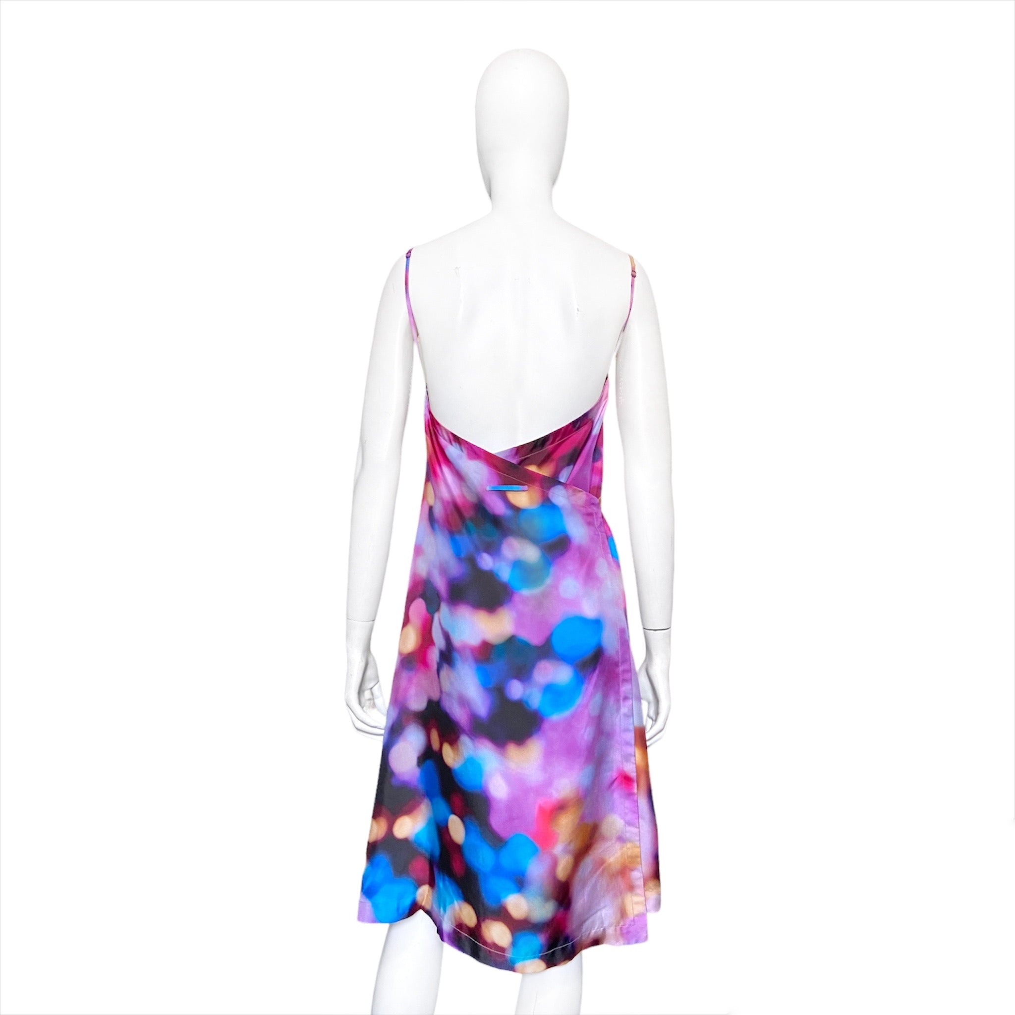 Jean paul gaultier backless purple sparkle lingerie silk wrap dress 38 - 3
