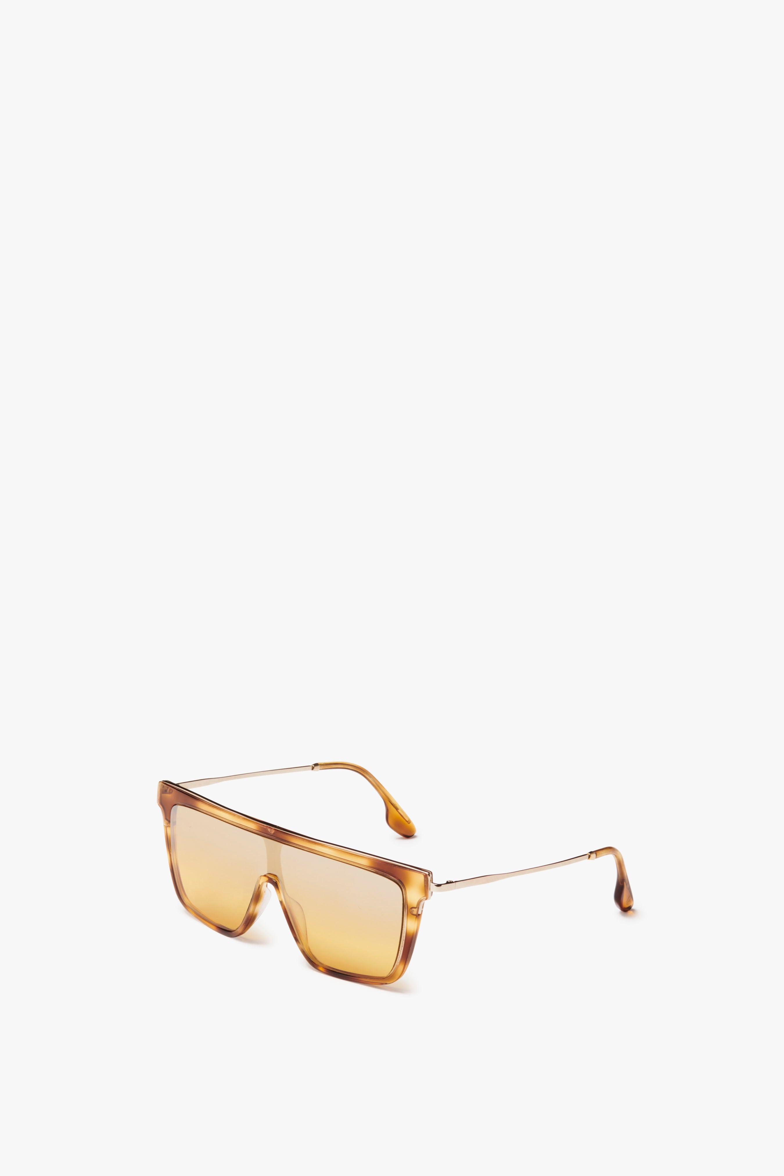 Rectangular Shield Sunglasses in Blonde Havana - 2