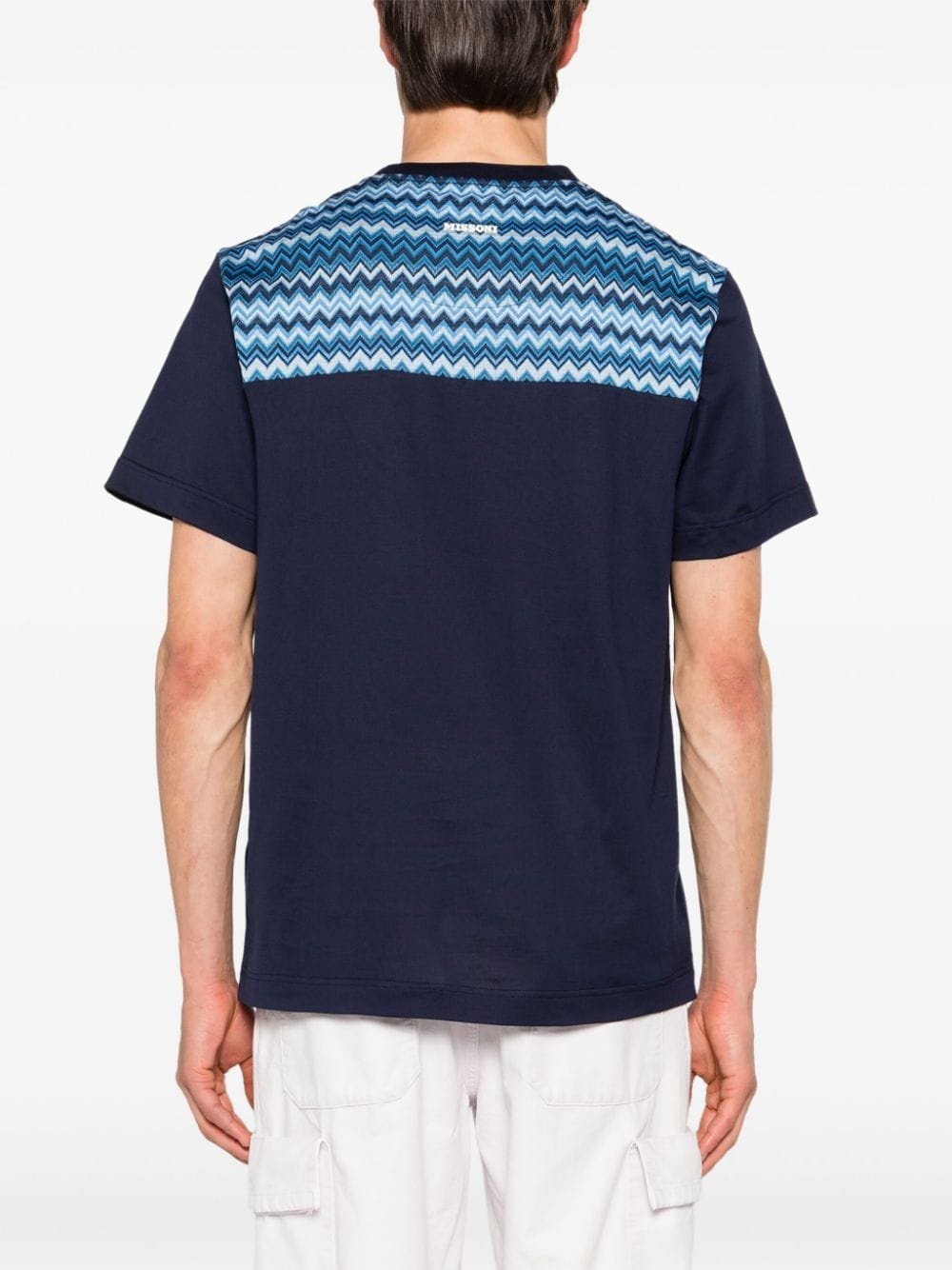 zigzag-panel cotton T-shirt - 4