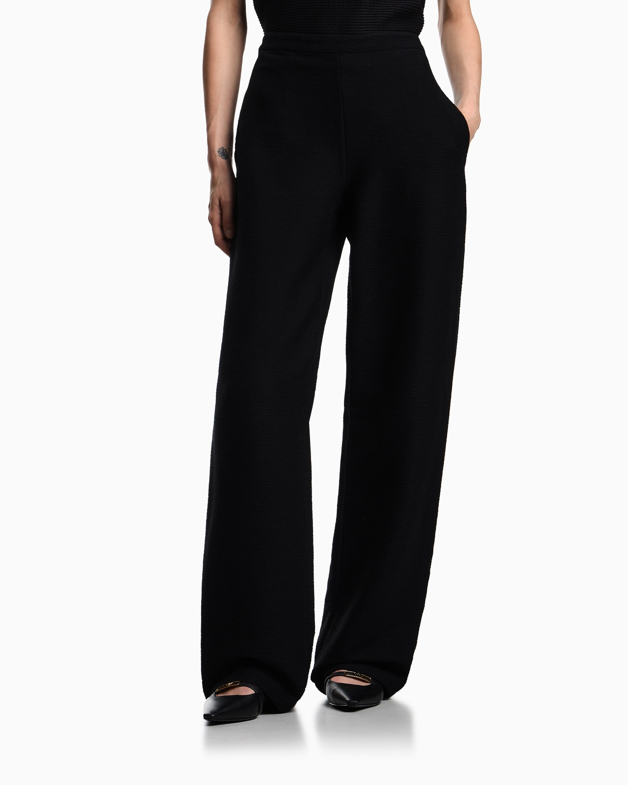 ASV EMBOSSED, TEXTURED JERSEY PALAZZO TROUSERS - 4