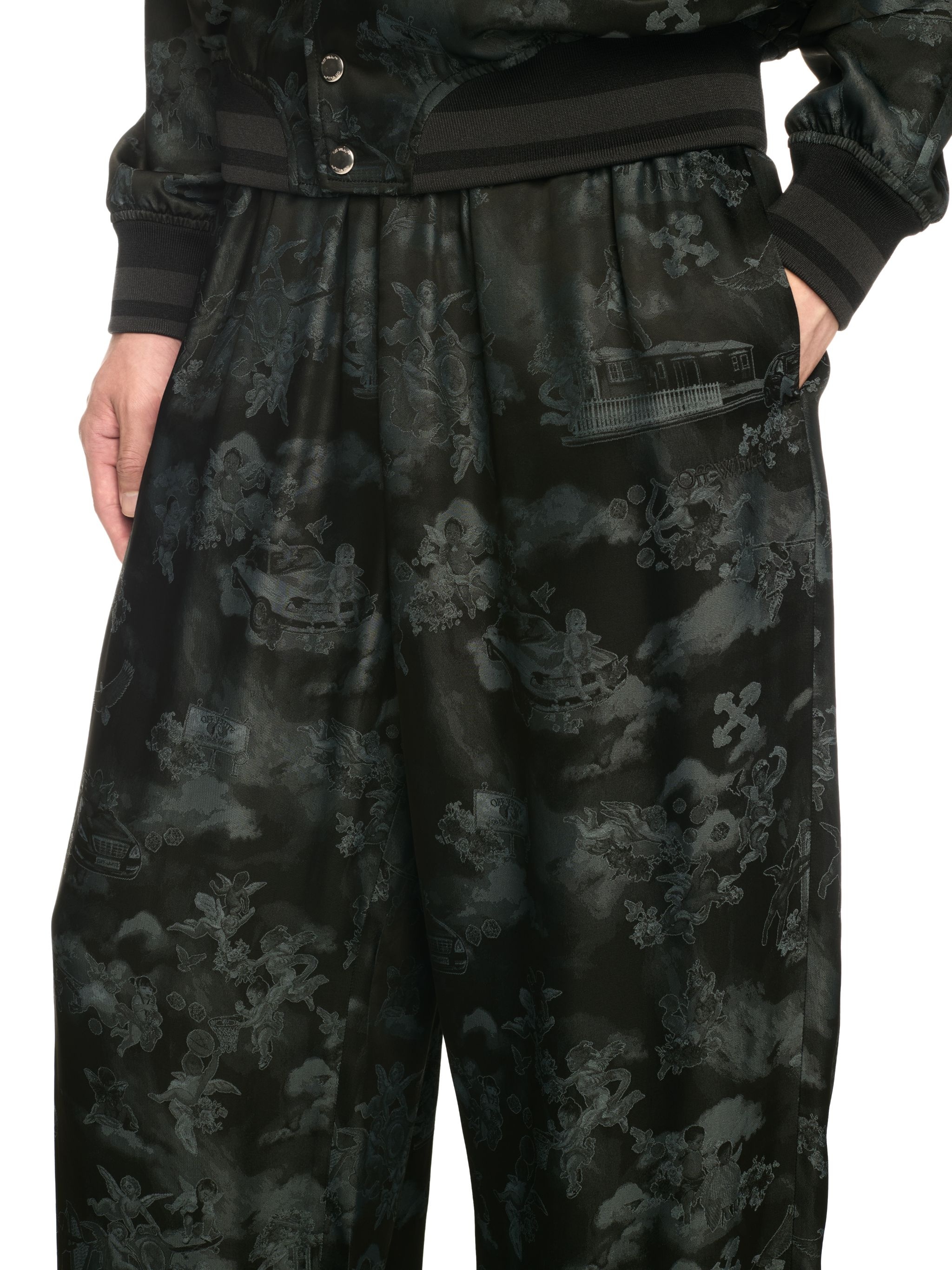 Black Jacquard Fresco Souvenir Pants - 5