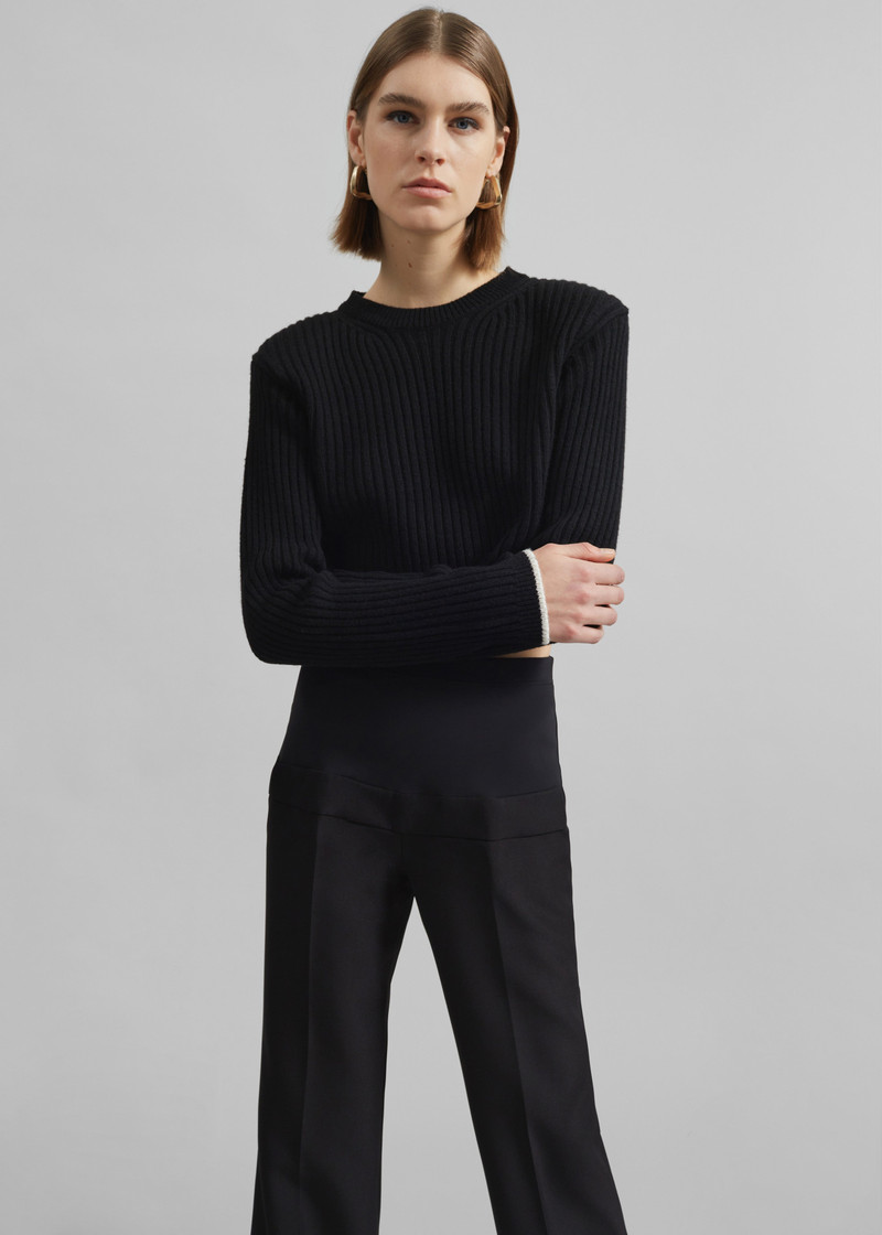 Ritsem Cropped Ribbed Wool Sweater - Black 6