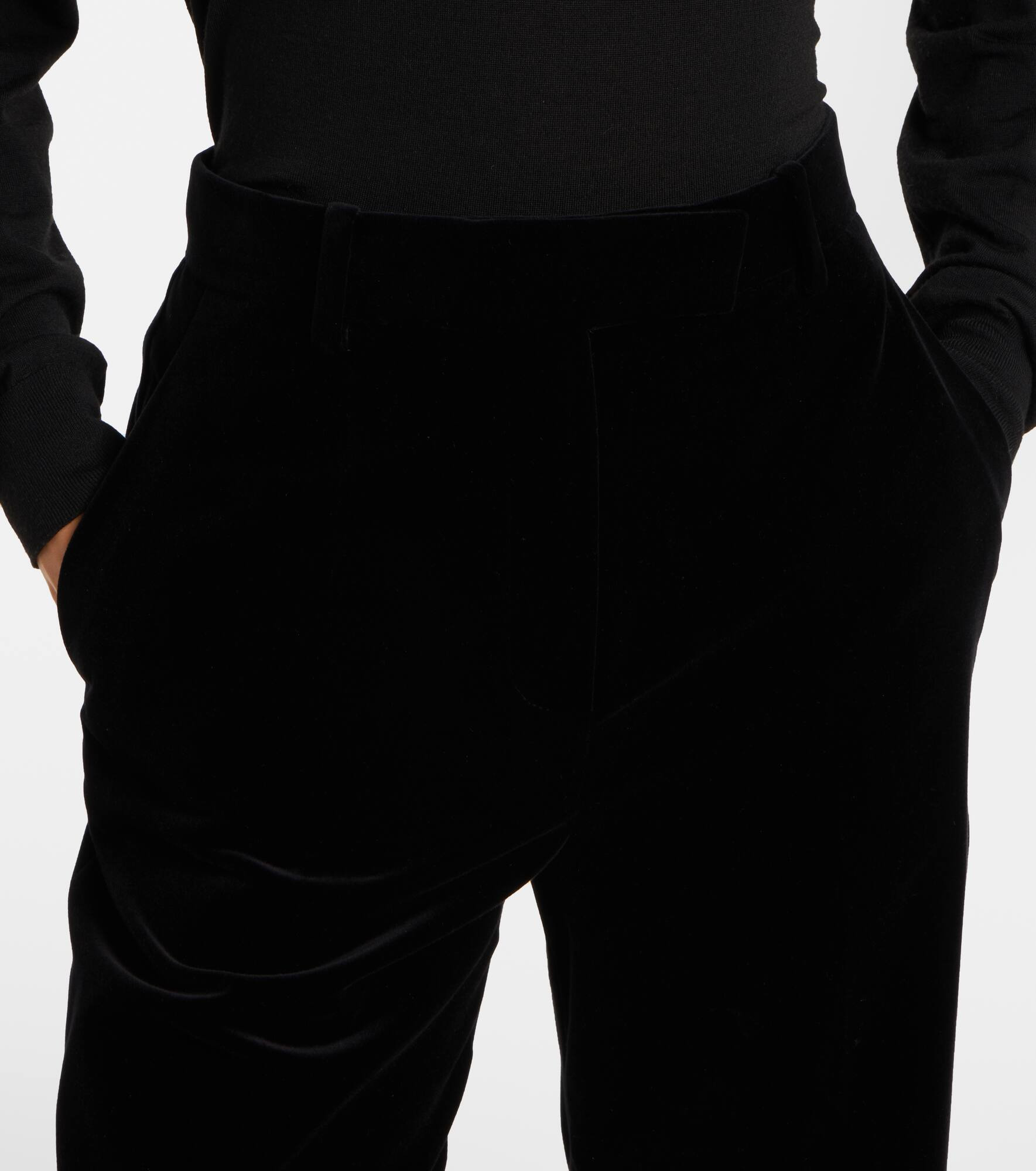 High-rise cotton velvet wide-leg pants - 4