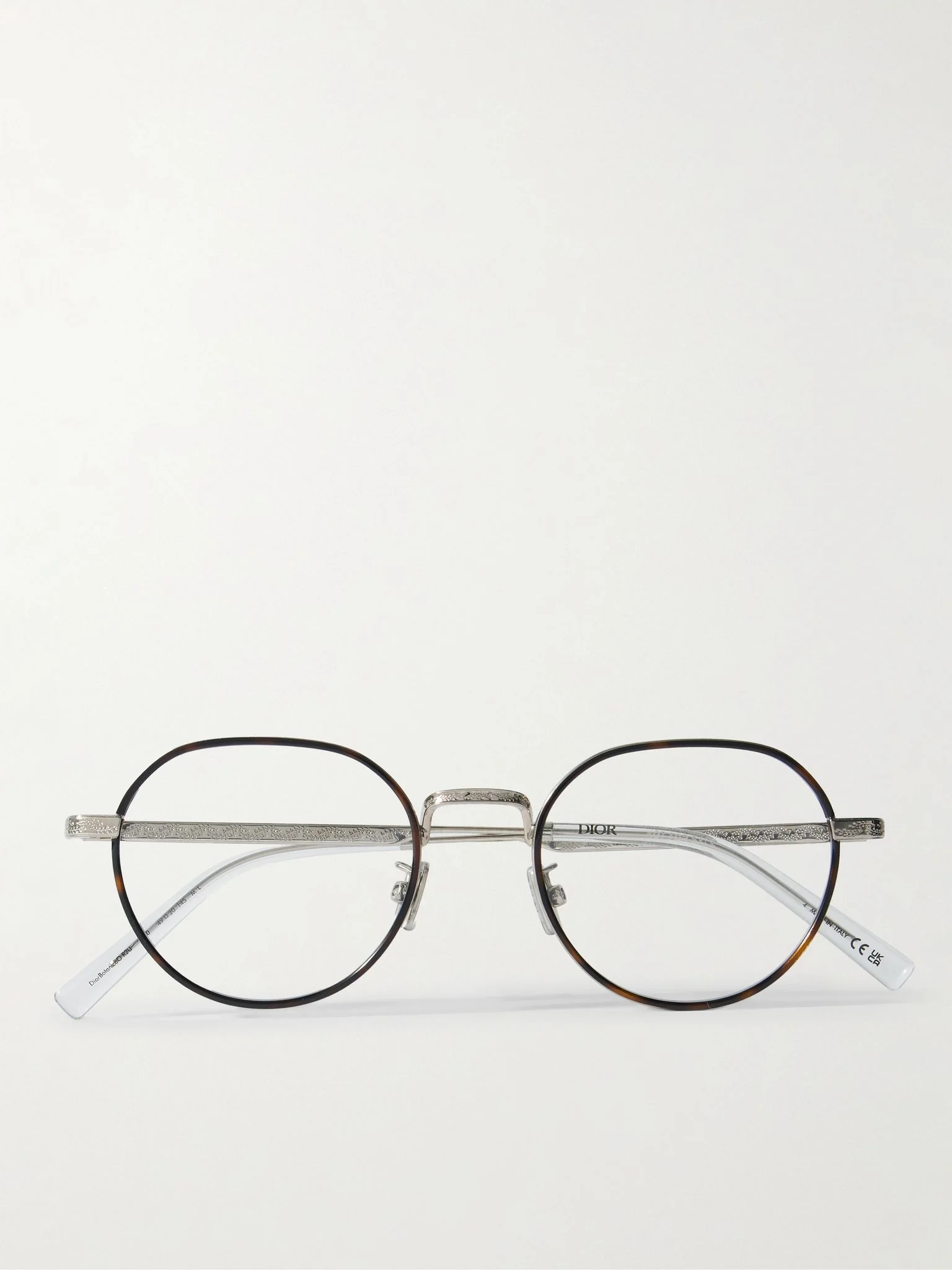 DiorBotanico R2U Round-Frame Tortoiseshell Acetate and Silver-Tone Metal Optical Glasses Silver - 1