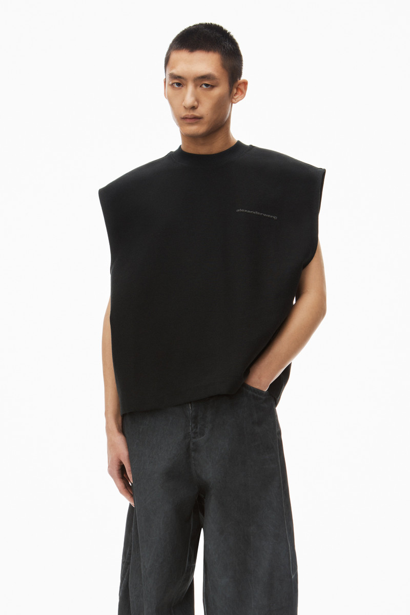 puffed logo muscle tank top in cotton 2