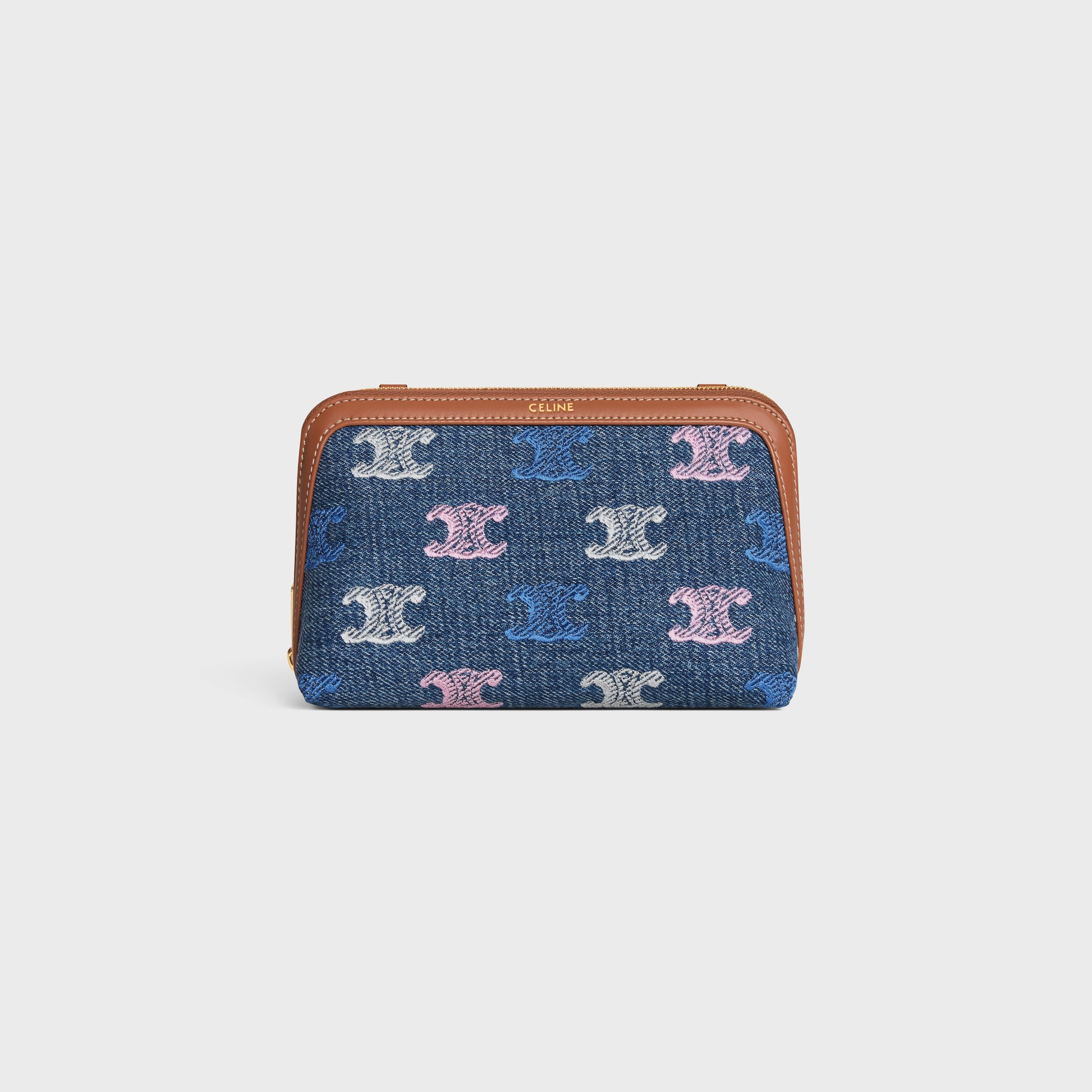 Clutch on Chain Cuir triomphe IN DENIM WITH TRIOMPHE ALL OVER - 2