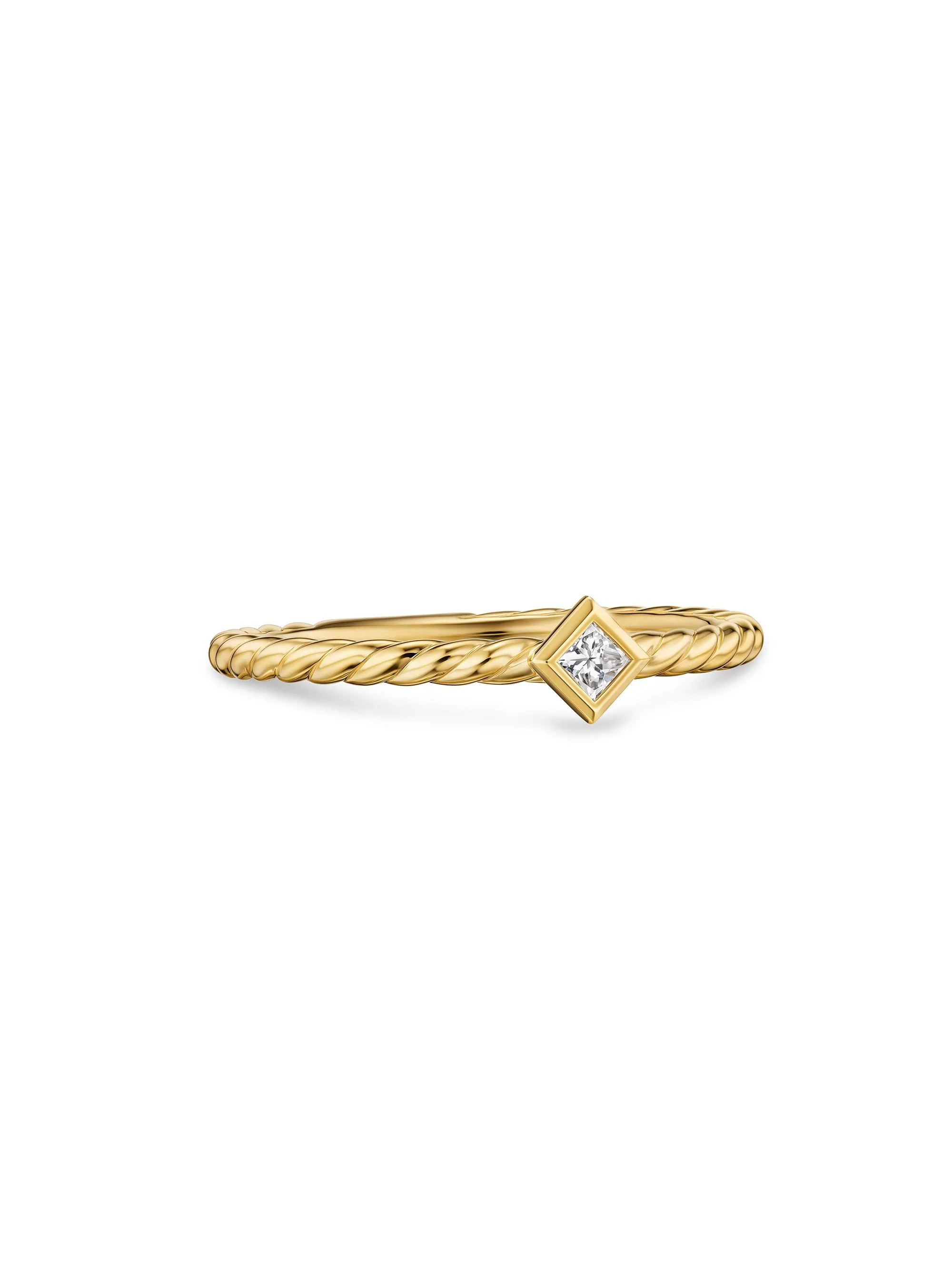 Women's Cable Stack Ring in 18K Yellow Gold - Diamond - 1