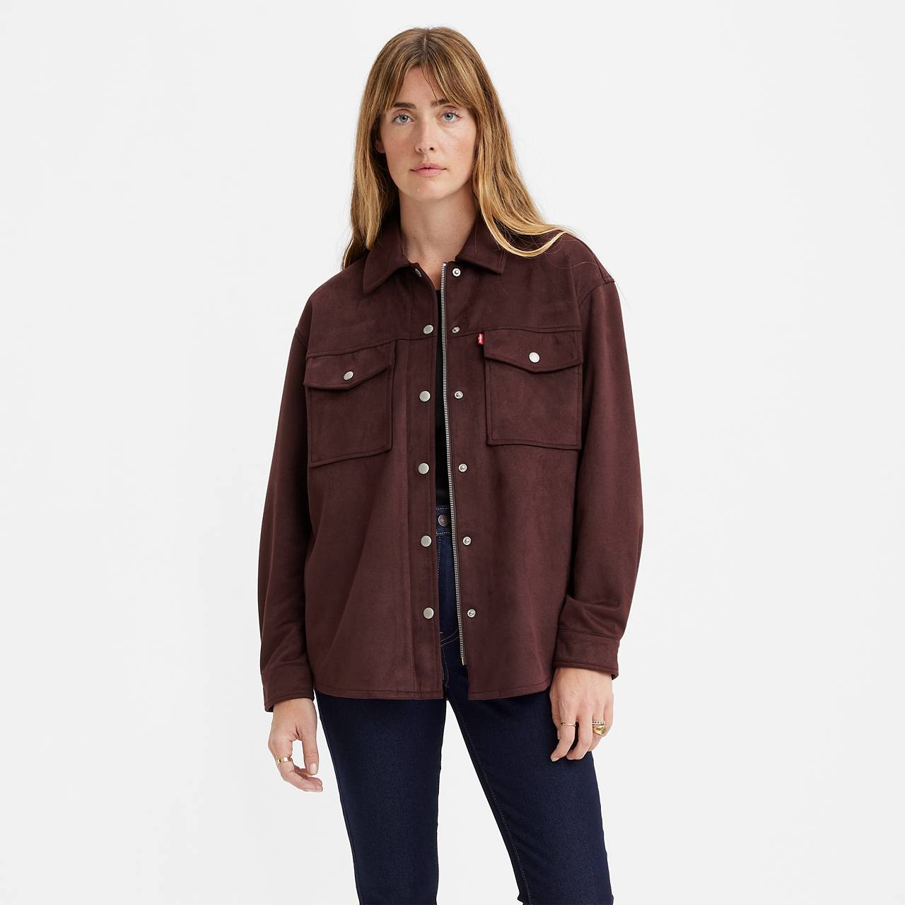 FAUX SUEDE SHIRT JACKET - 1