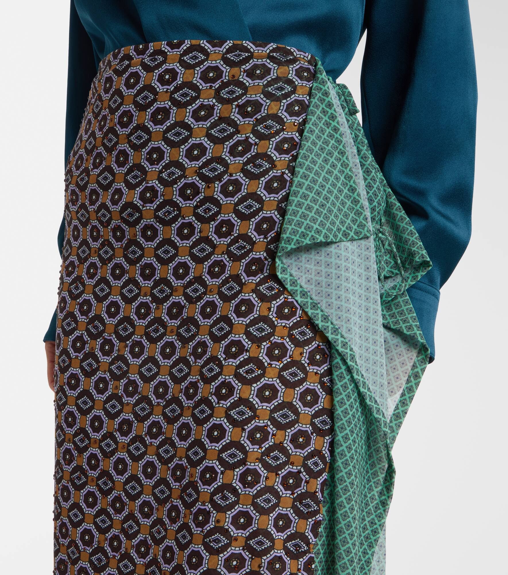 Embellished printed jersey midi skirt - 4
