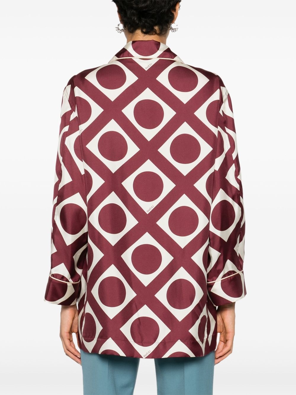 contrasting-trim graphic-print shirt - 4