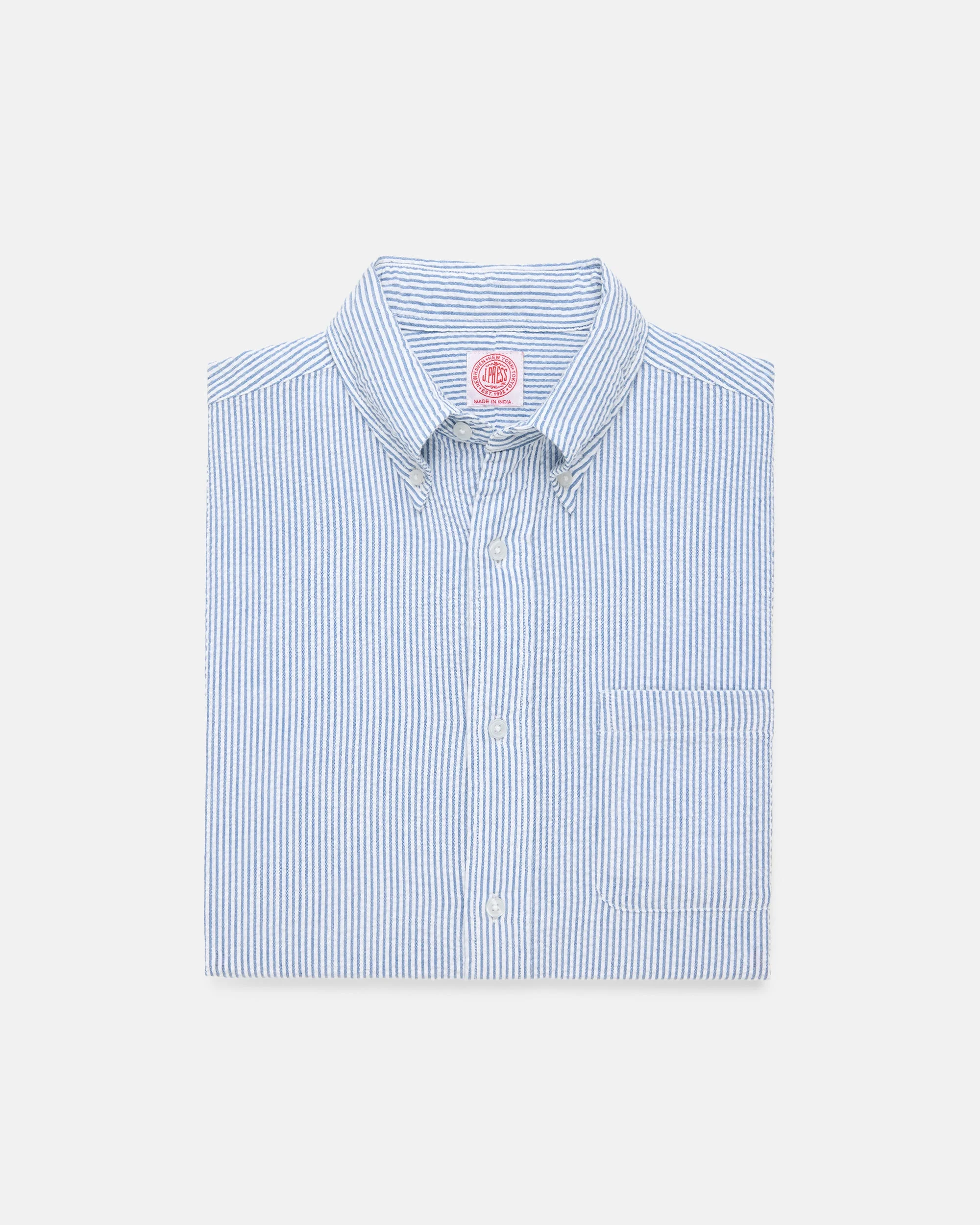 BLUE & WHITE SEERSUCKER SHORT SLEEVE SHIRT - 1