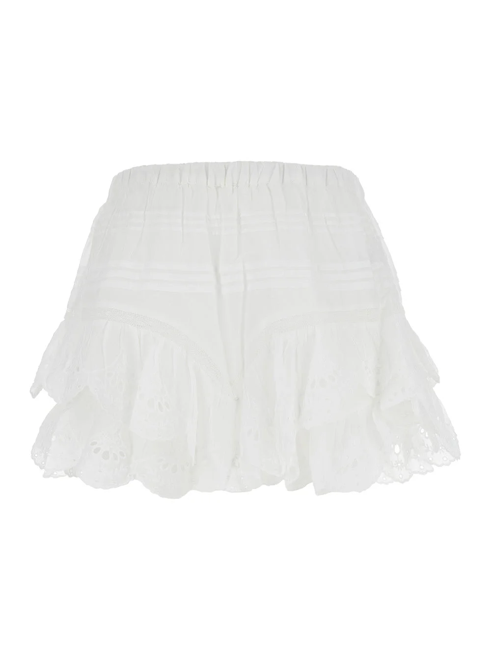 Isabel Marant Etoile Women 'Jocadia' White Shorts With Elasticated Waist And Lace Details In Cotton - 1
