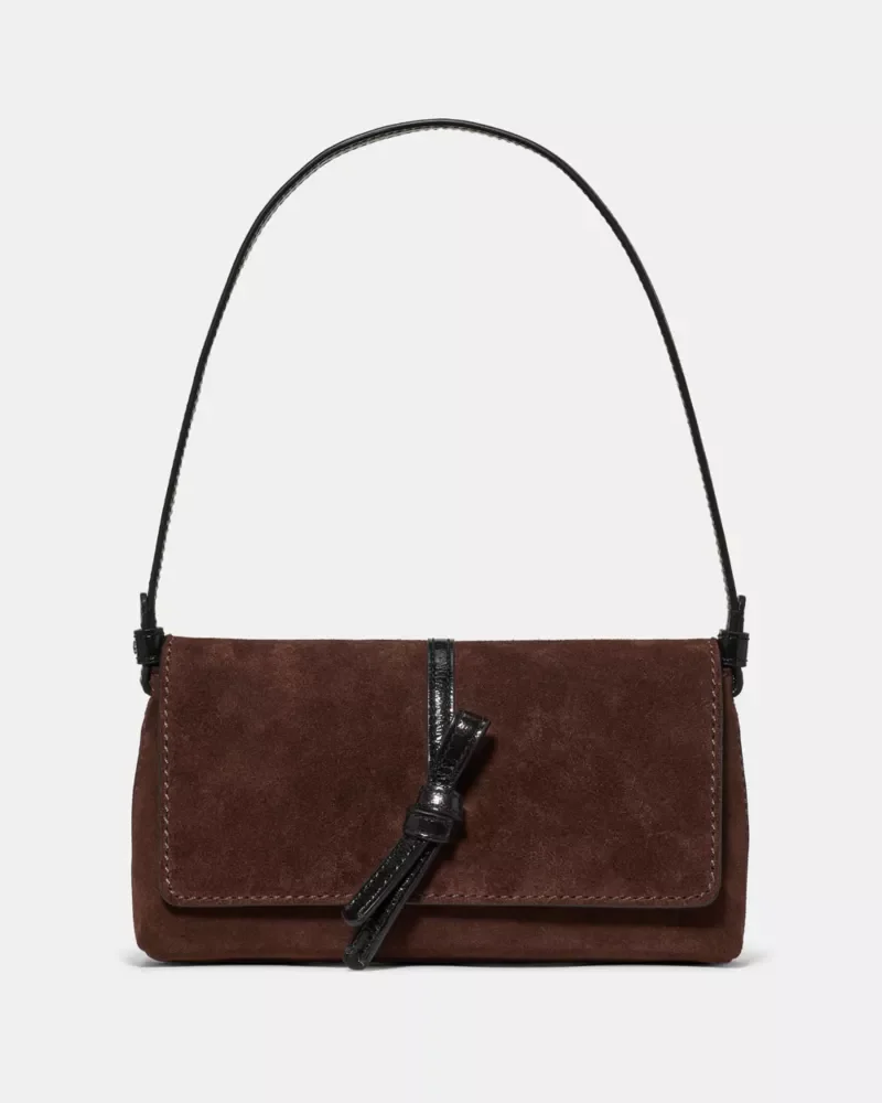 Loop Suede And Shiny Leather Small Flap Shoulder Bag - 1