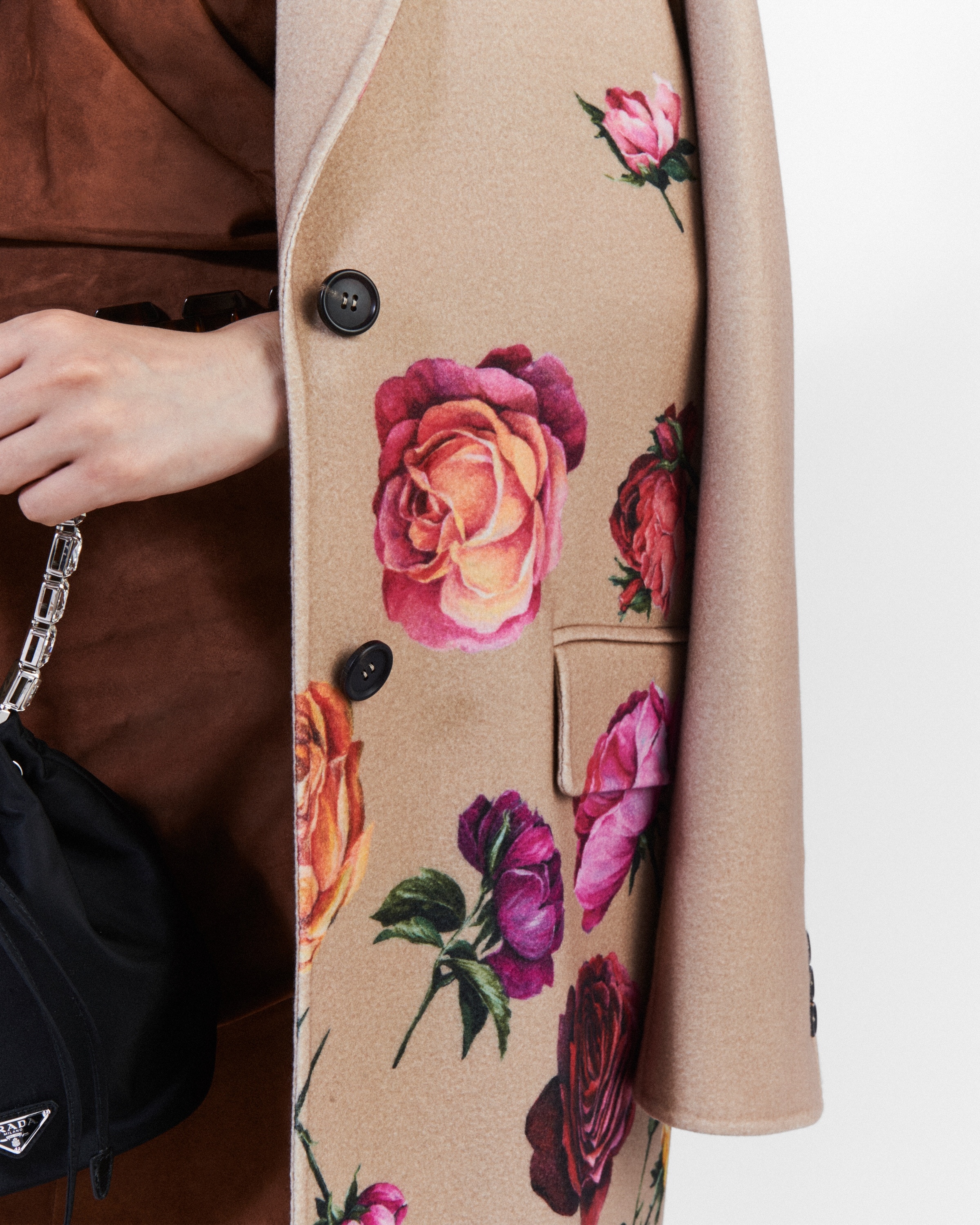 Single-breasted printed cashmere coat - 4