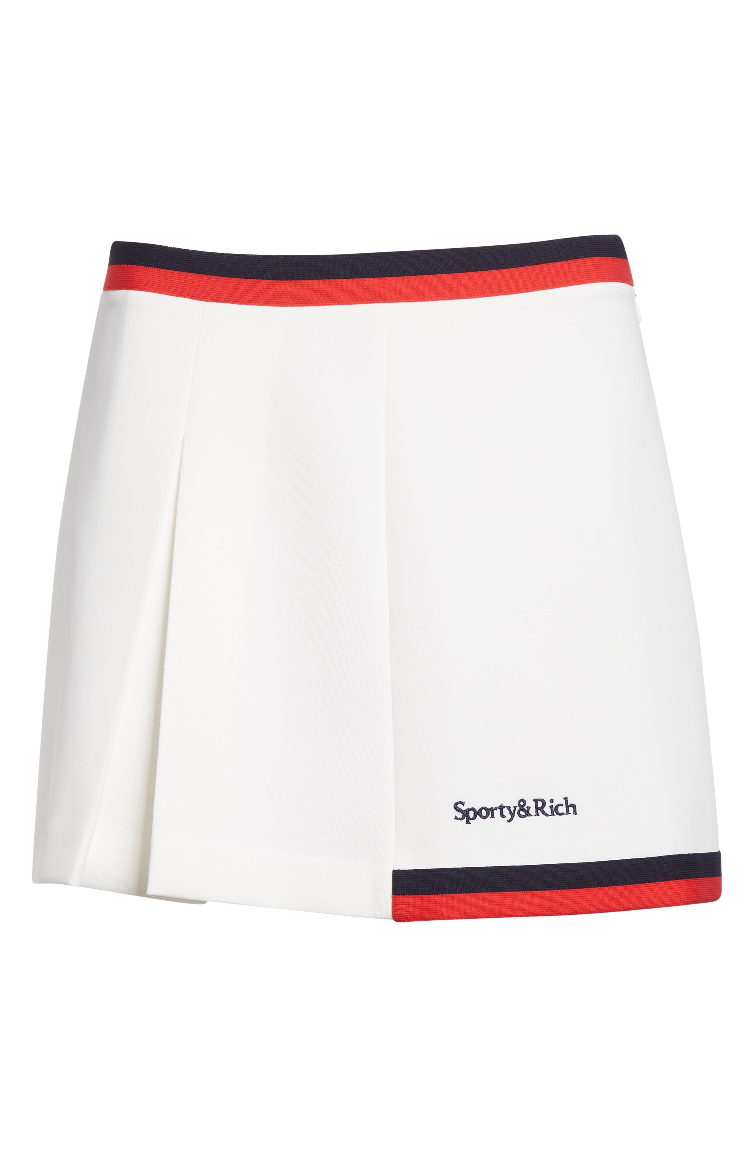 Sporty & Rich Mila Logo Detail Miniskirt in White/Navy/Fire Red at Nordstrom - 6