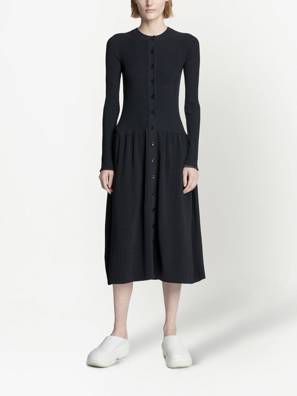 ribbed-knit button-front dress - 2