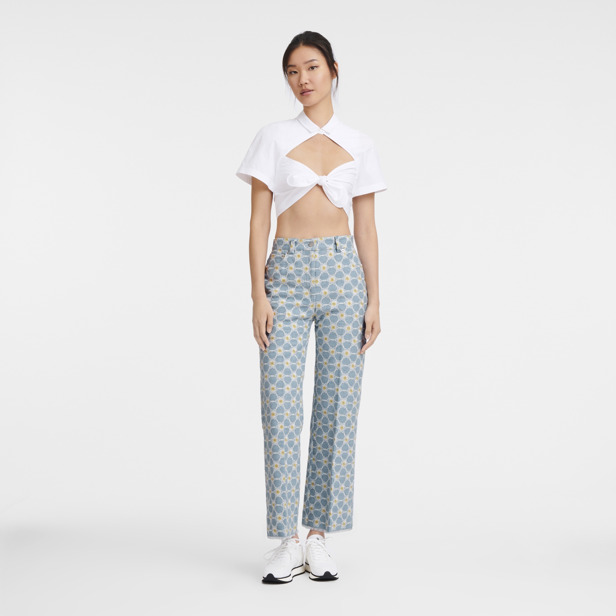Embroidered denim trousers Sky Blue - Denim - 2