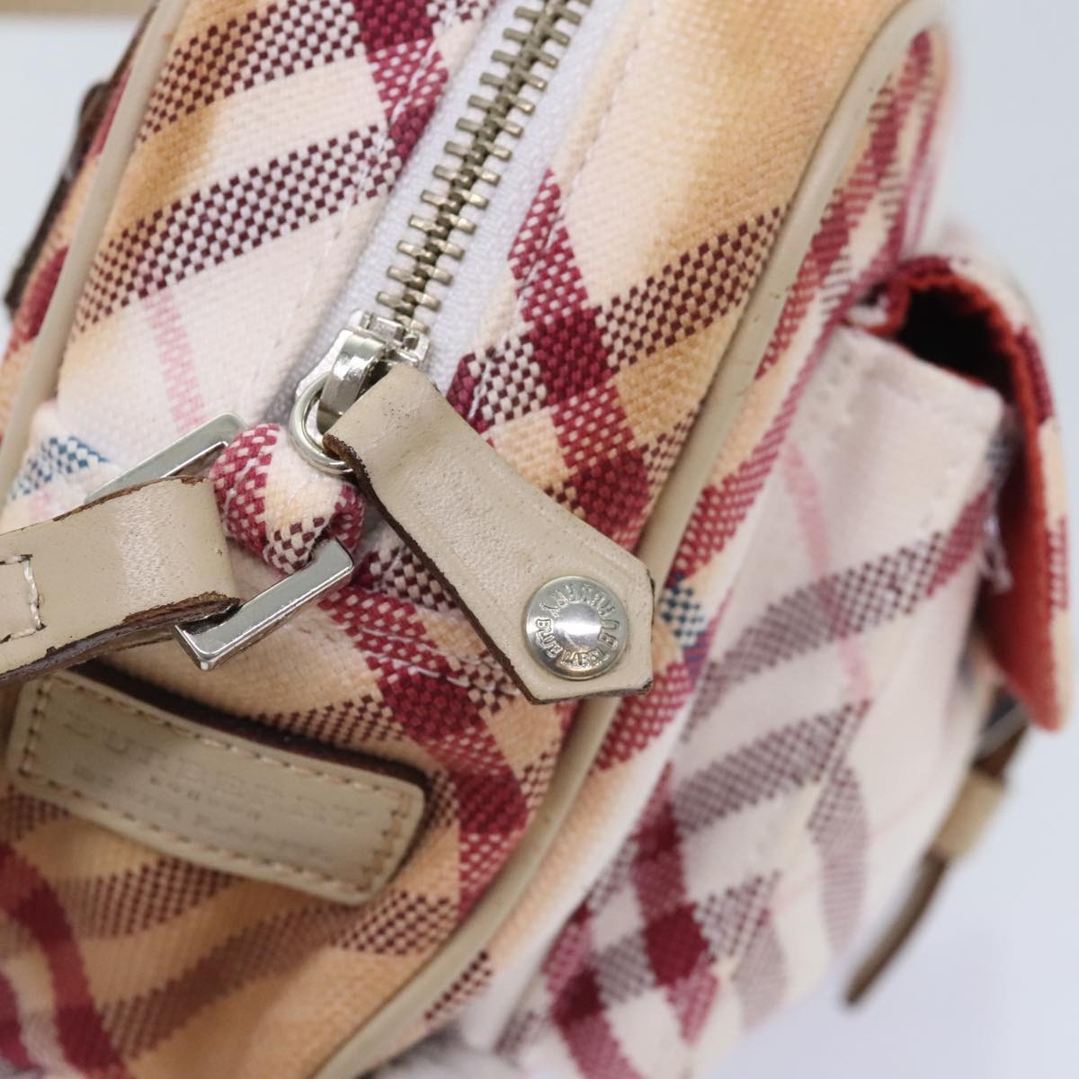 Burberry Nova Check Blue Label Shoulder Bag Canvas White Red - 10