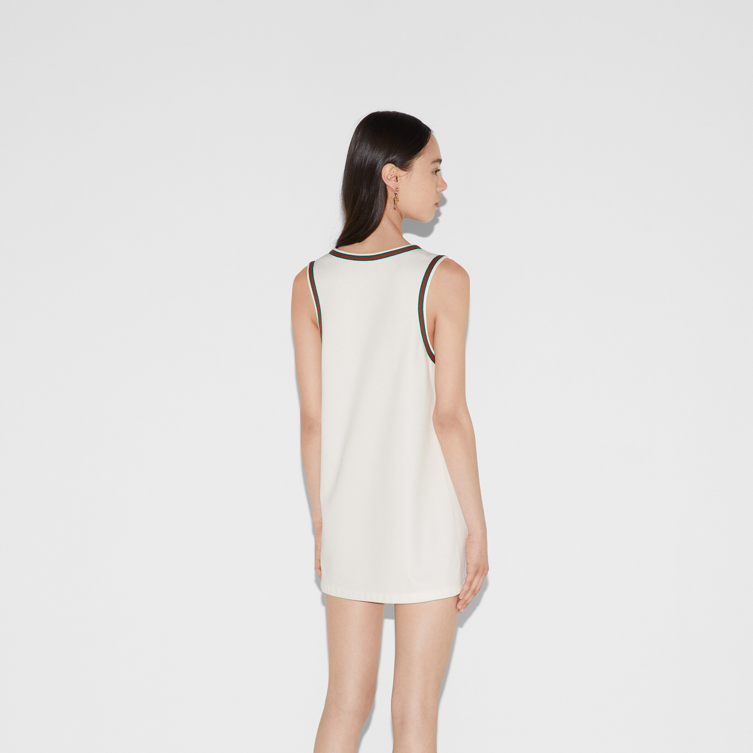 Short technical jersey dress with Web - 4