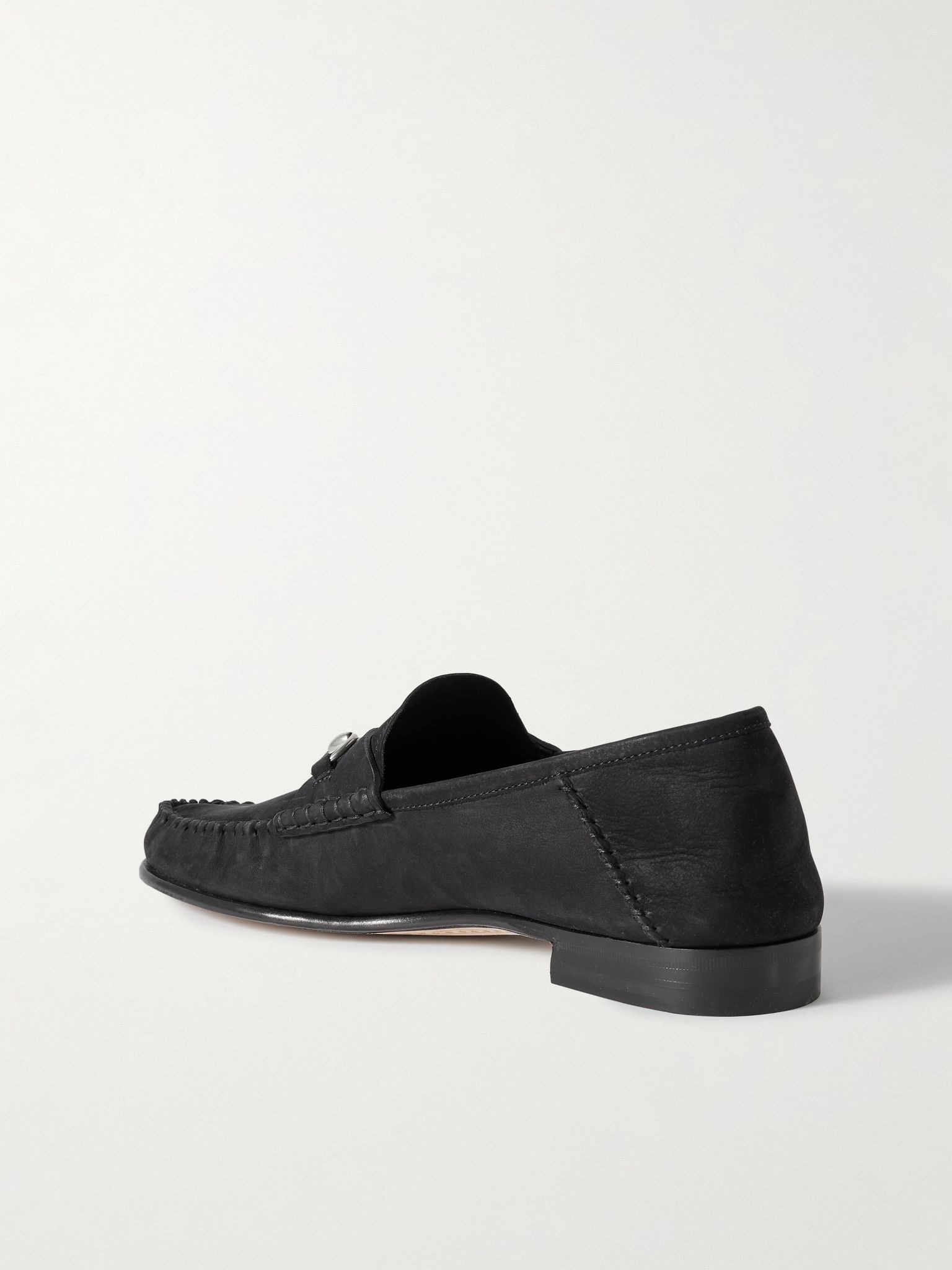 Gigi horsebit-detailed suede loafers Black - 3