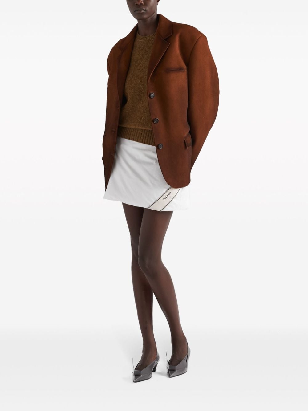 single-breasted suede jacket - 2