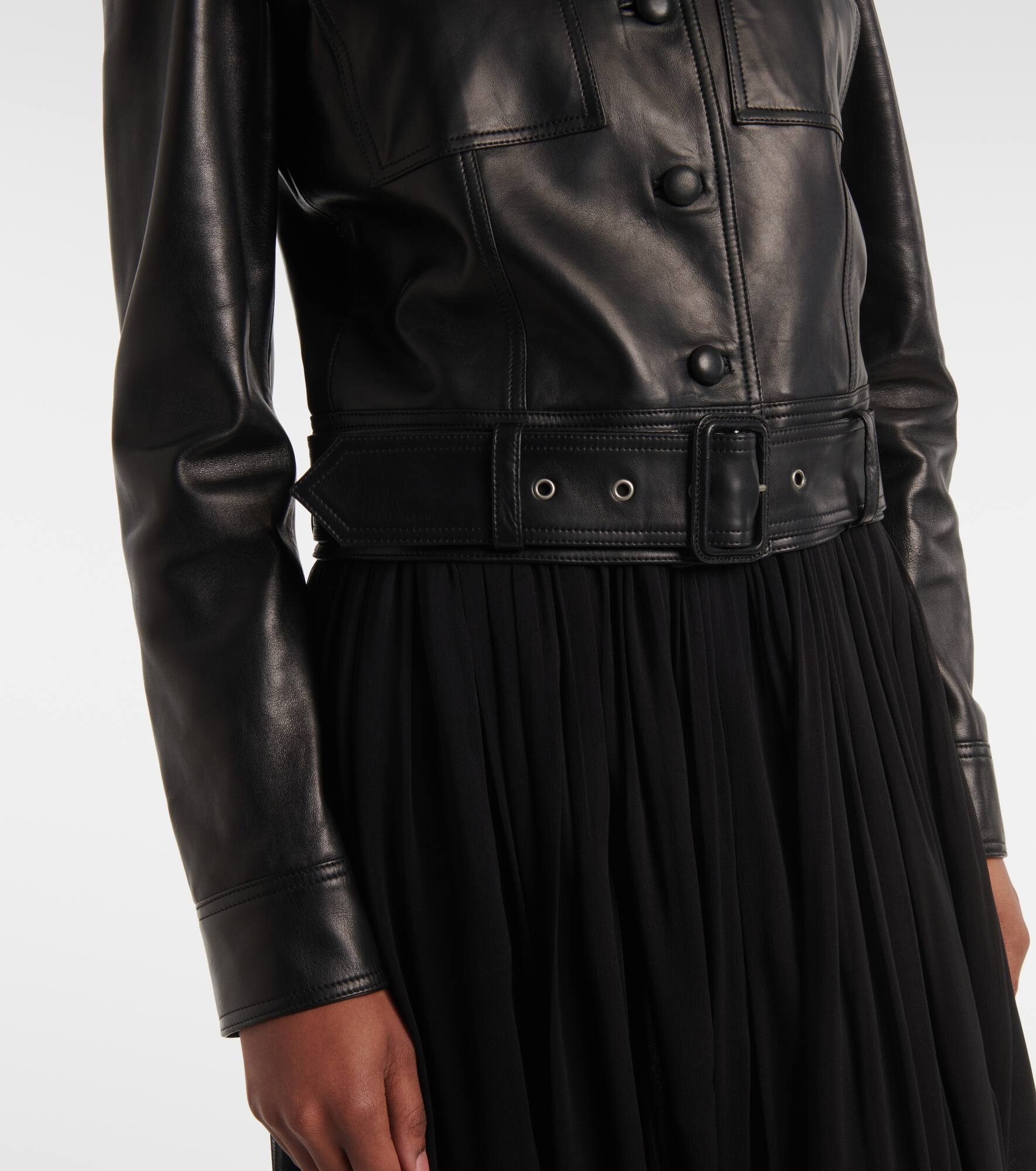 Cropped leather jacket - 5
