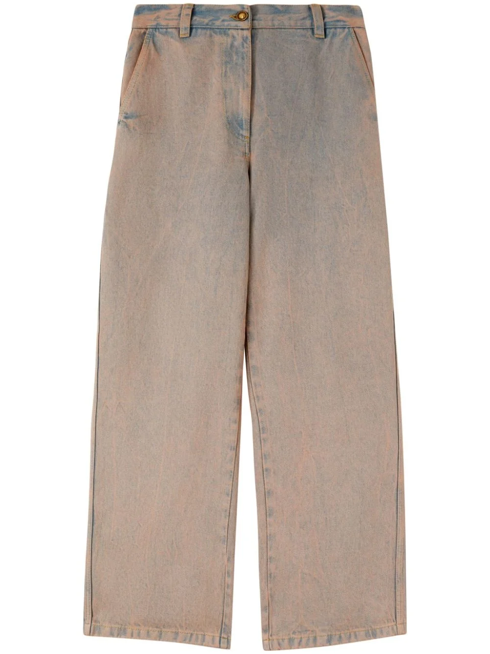 overdyed logo-embroidered wide-leg jeans - 1