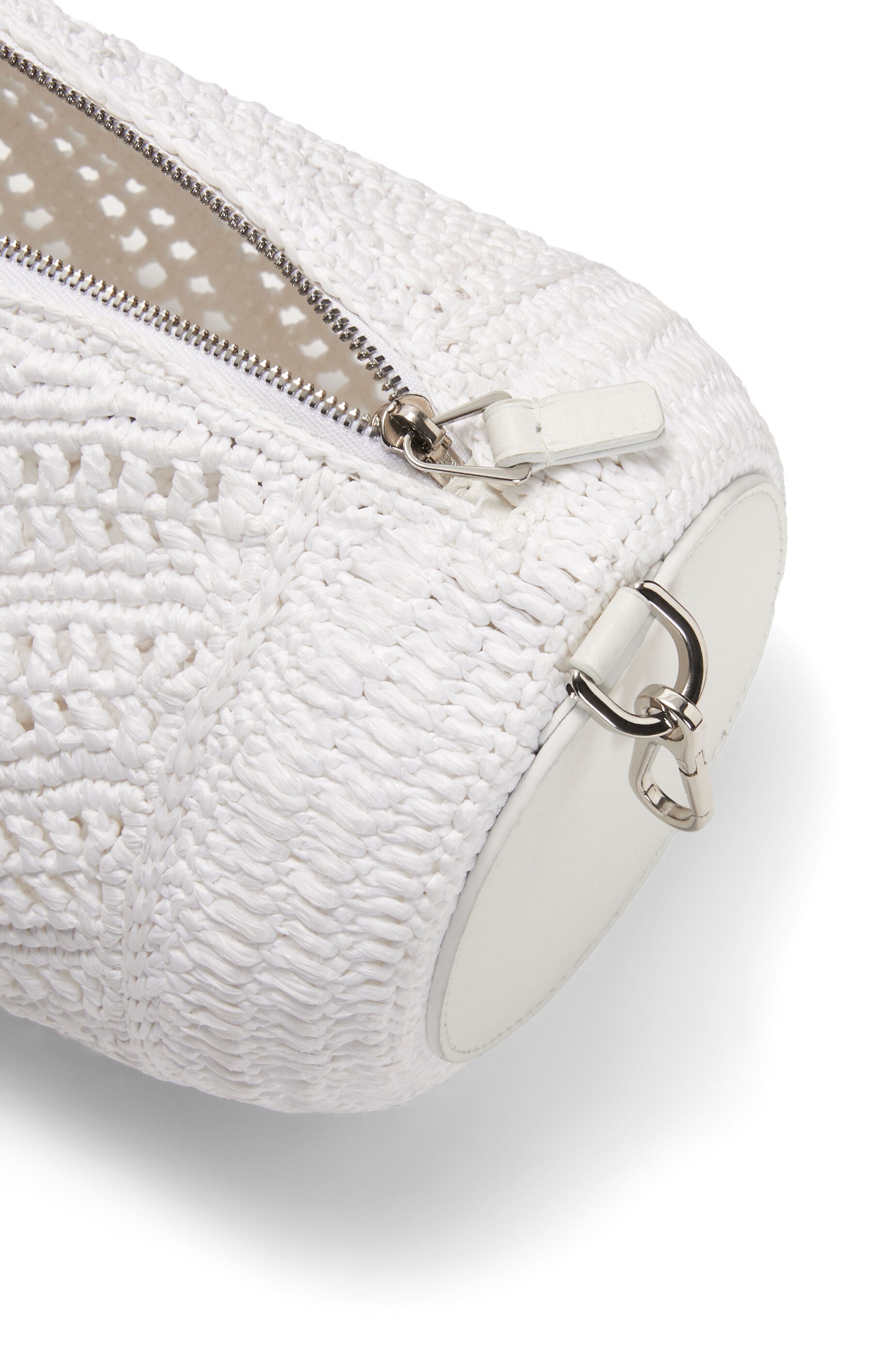 Bracelet pouch in raffia and calfskin - 5