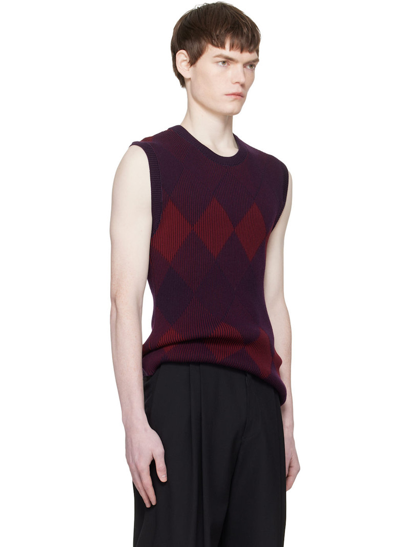 Red & Purple Argyle Sweater Vest 2