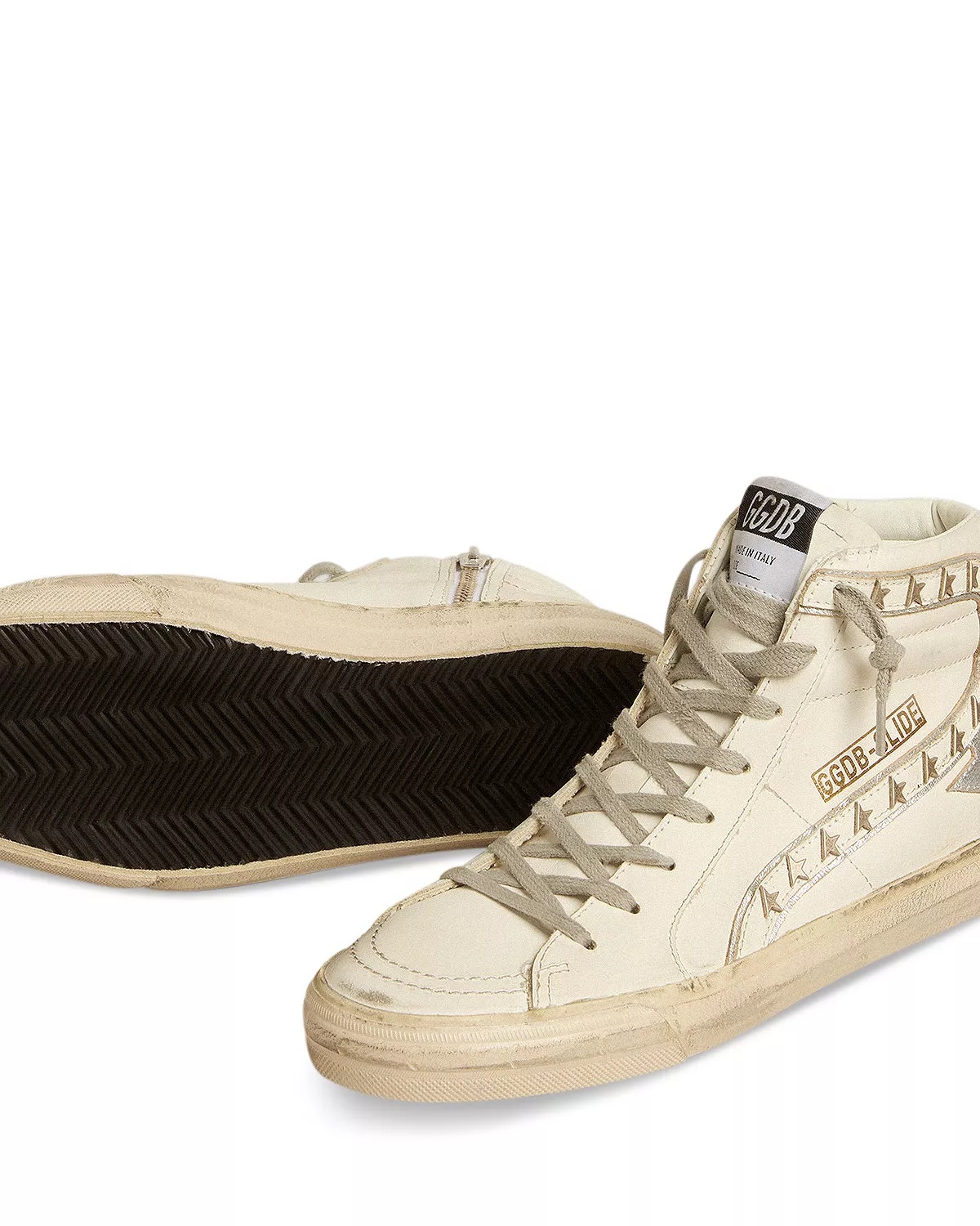 Women's Slide Studded Leather High Top Sneakers - 4