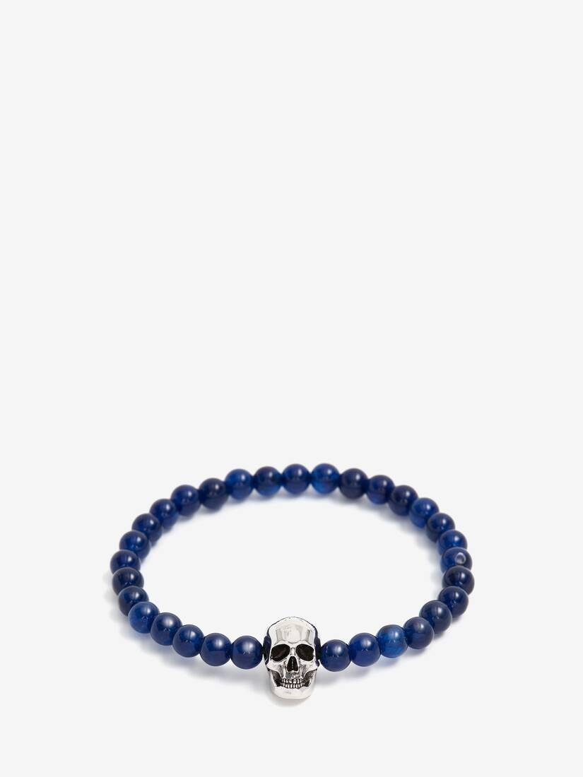 Men's Skull Beaded Bracelet in Electric Blue - 3