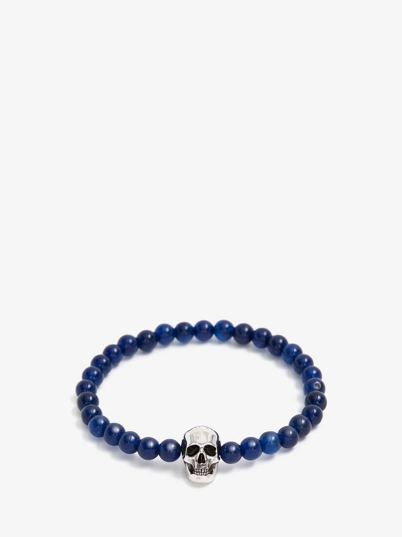 Men's Skull Beaded Bracelet in Electric Blue 3