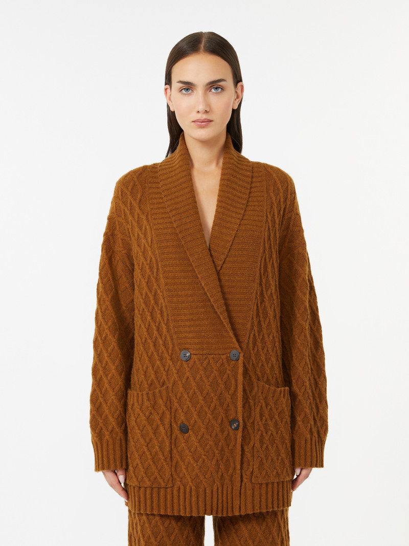MIRCA Double-breasted camel-yarn cardigan 3