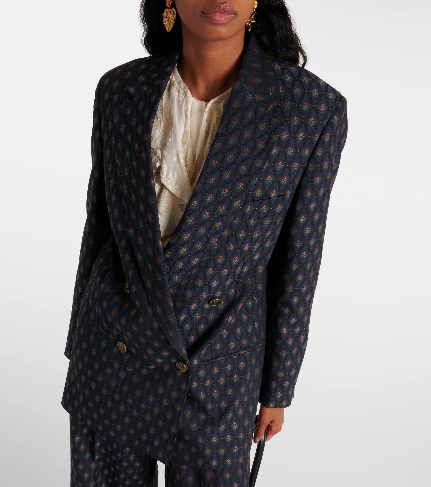 Printed wool and cotton blazer - 7